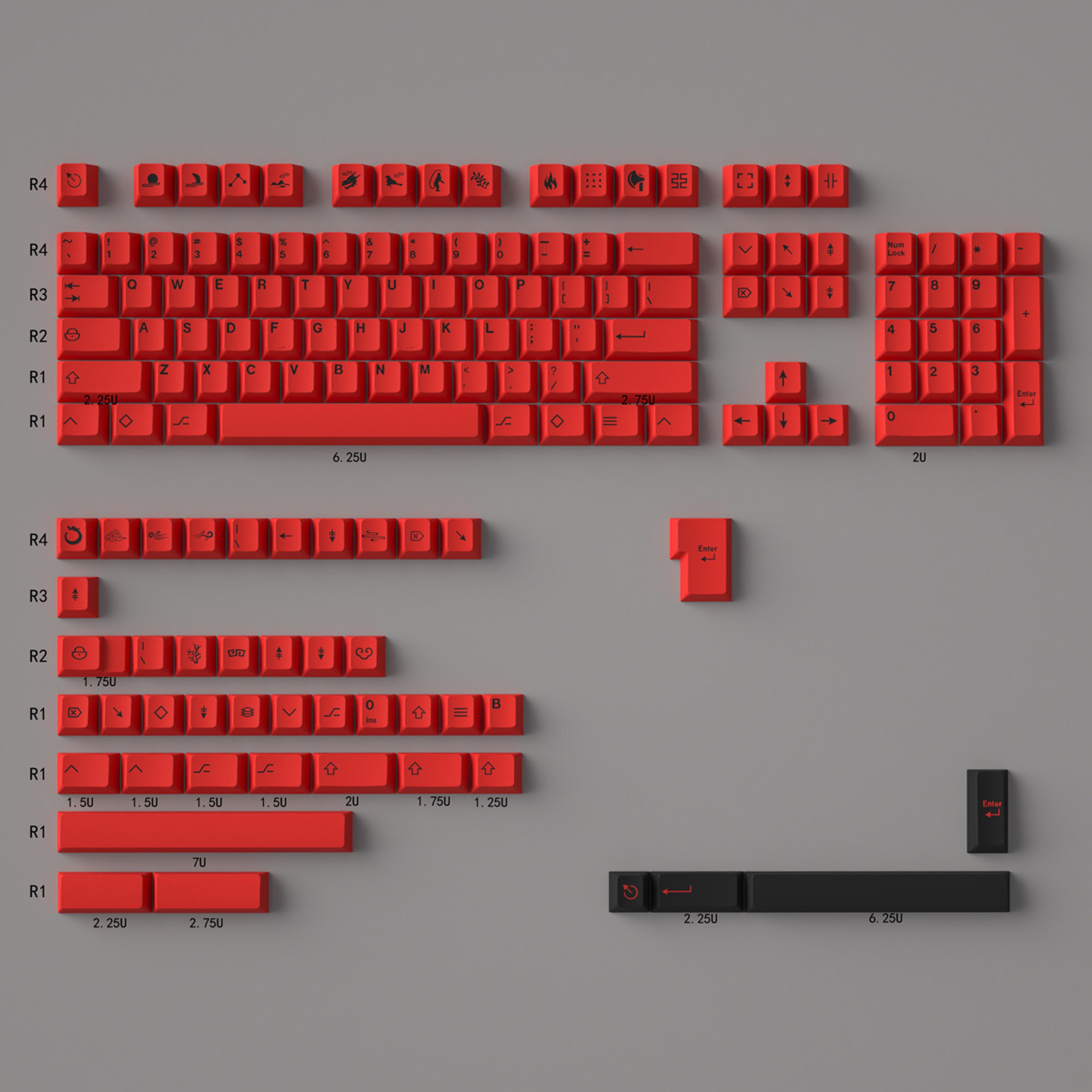 Minimalist Red PBT Keycaps Cherry Profile Key Set for MX Mechanical Keyboards – view 22