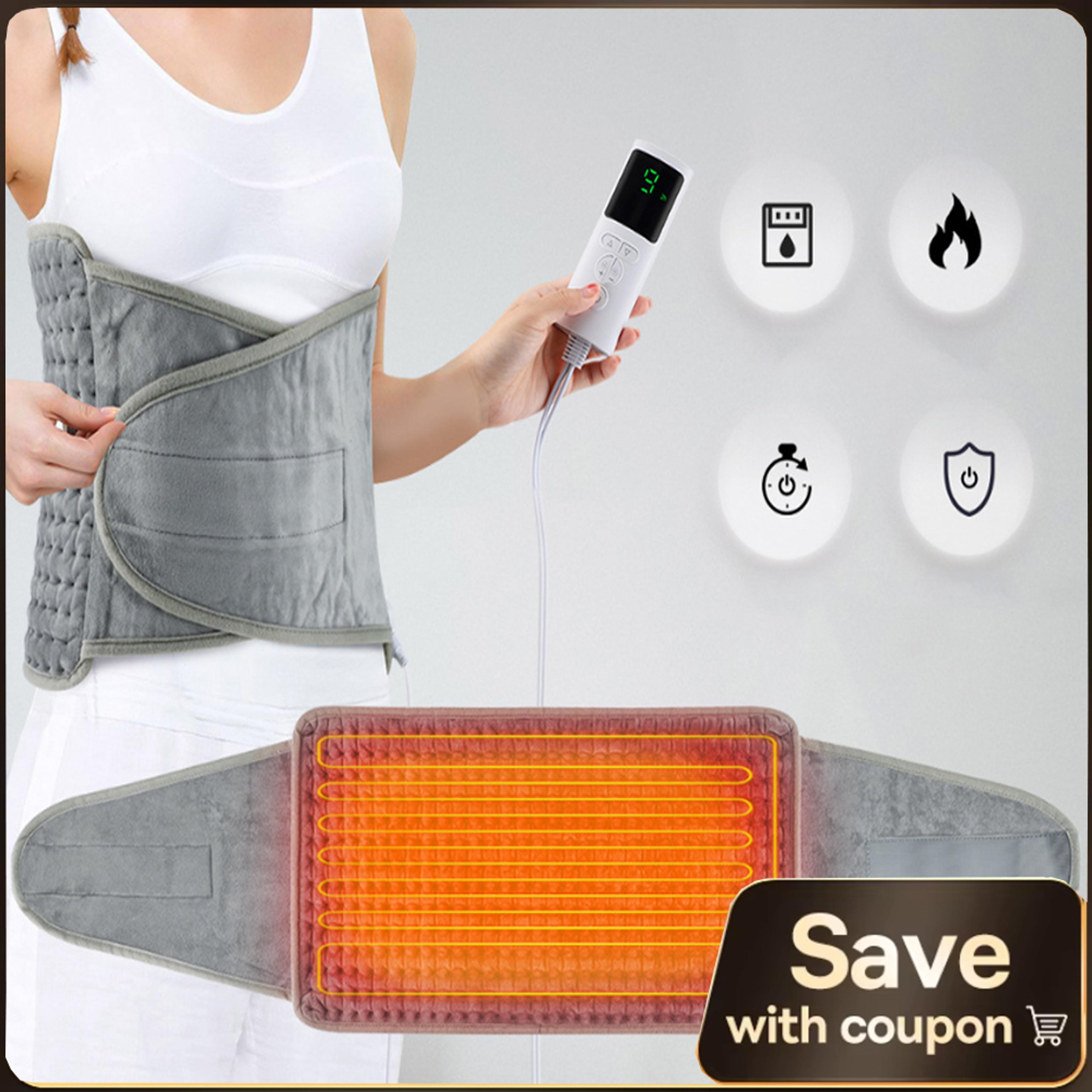 Adjustable Electric Heating Pad And Heated Waist Belt For Back Abdomen And Legs 1