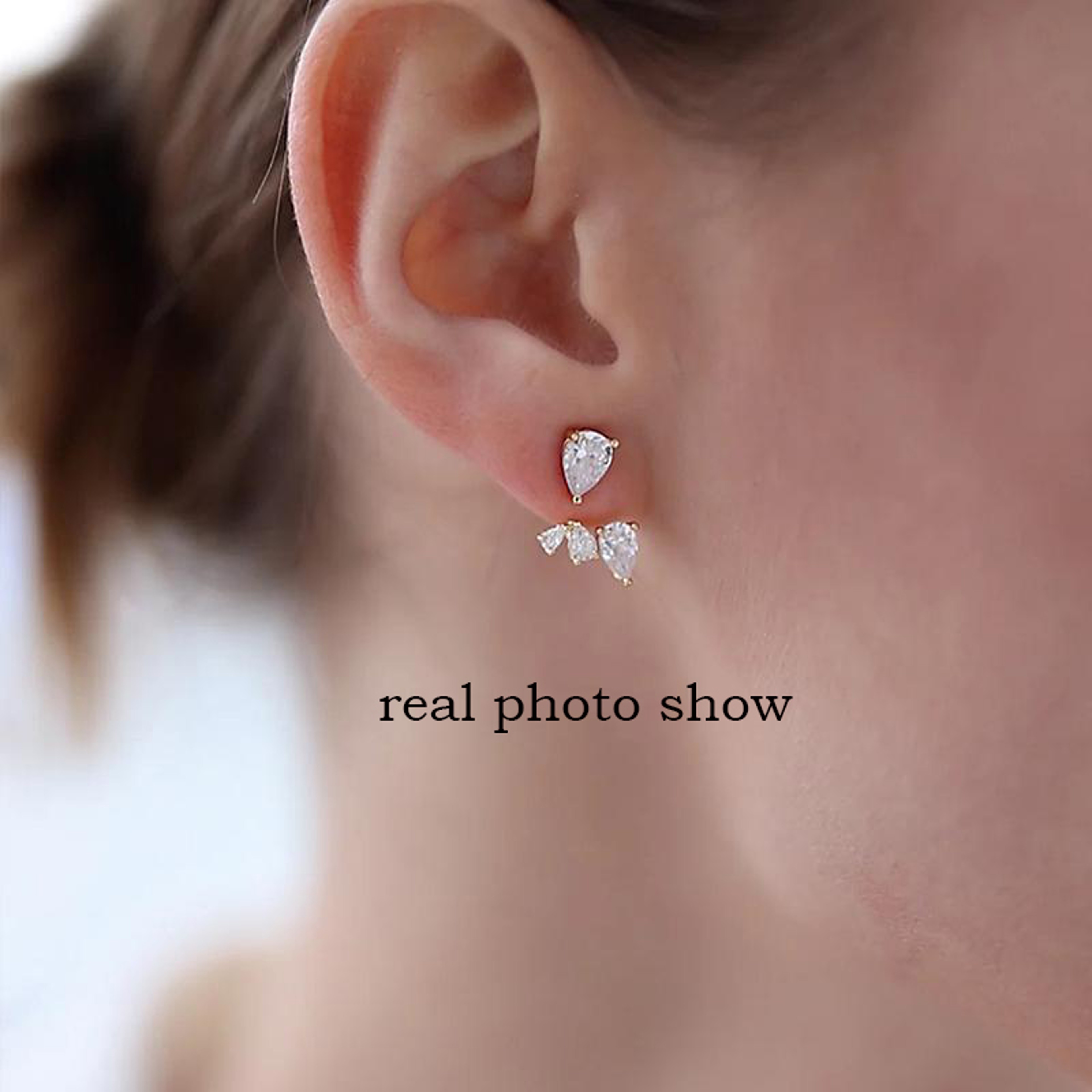 Smyoue Pear Cut Moissanite Stud Earrings In Sterling Silver 5