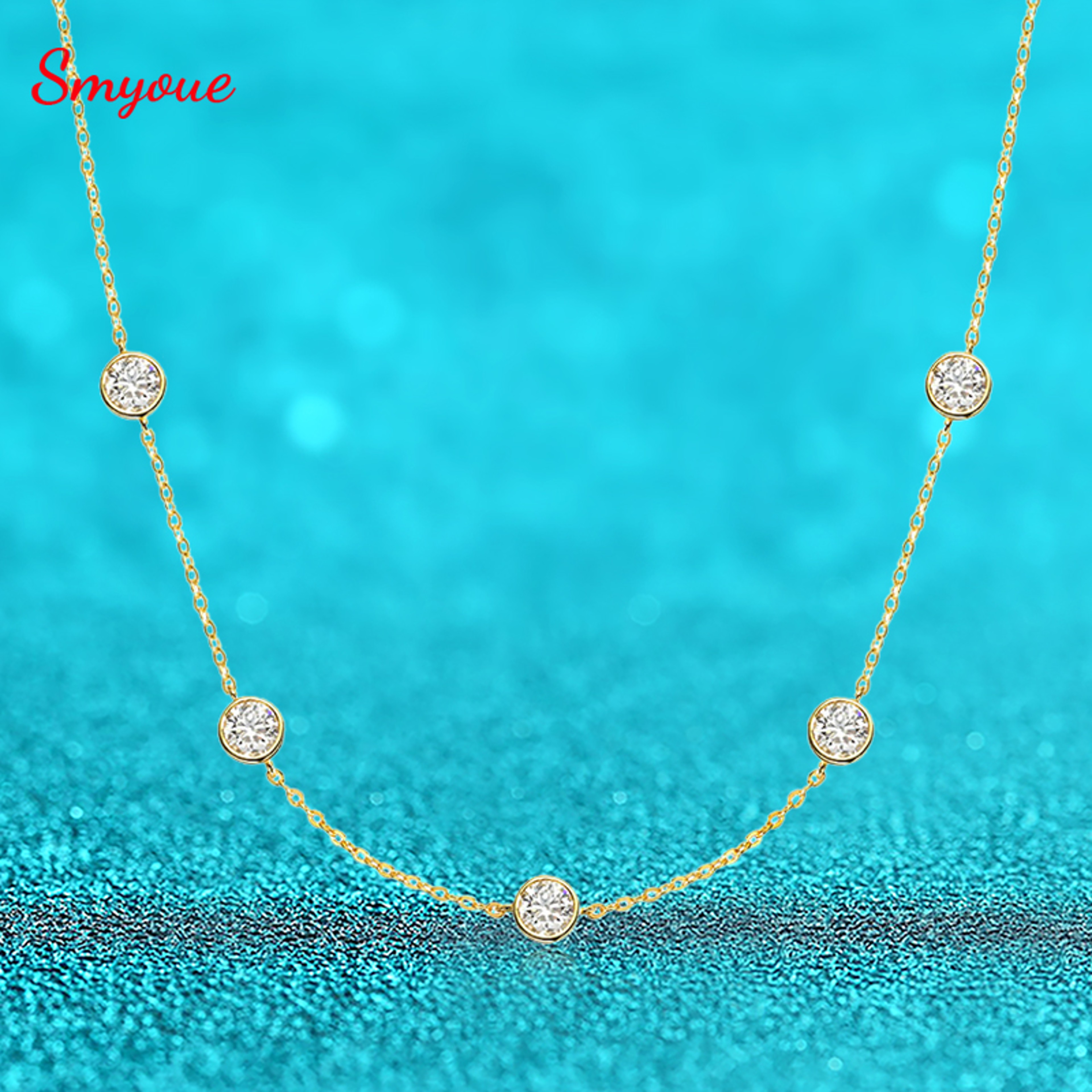 Moissanite Necklace Gold Plated Sterling Silver Bubble Pendant 1