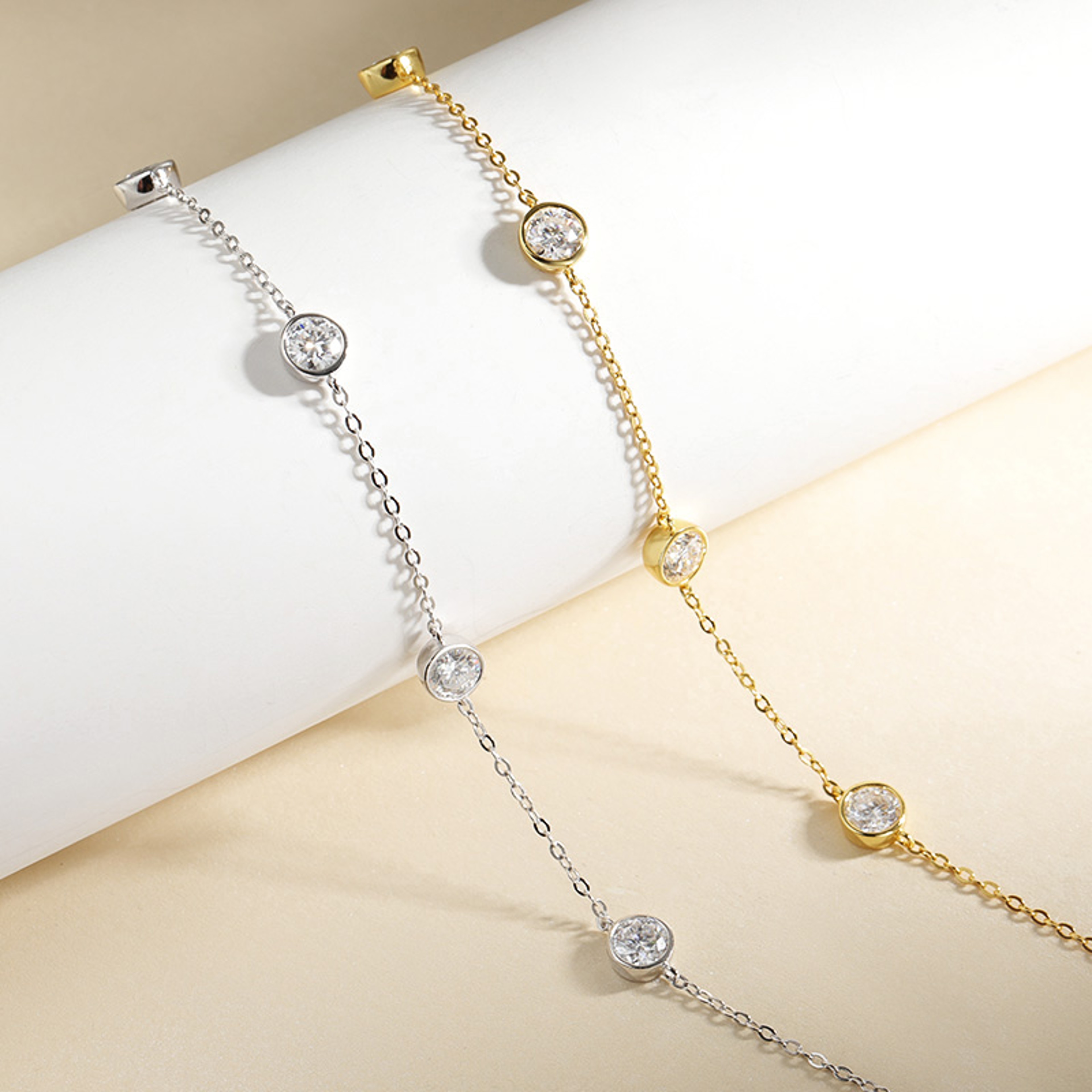Moissanite Necklace Gold Plated Sterling Silver Bubble Pendant 3