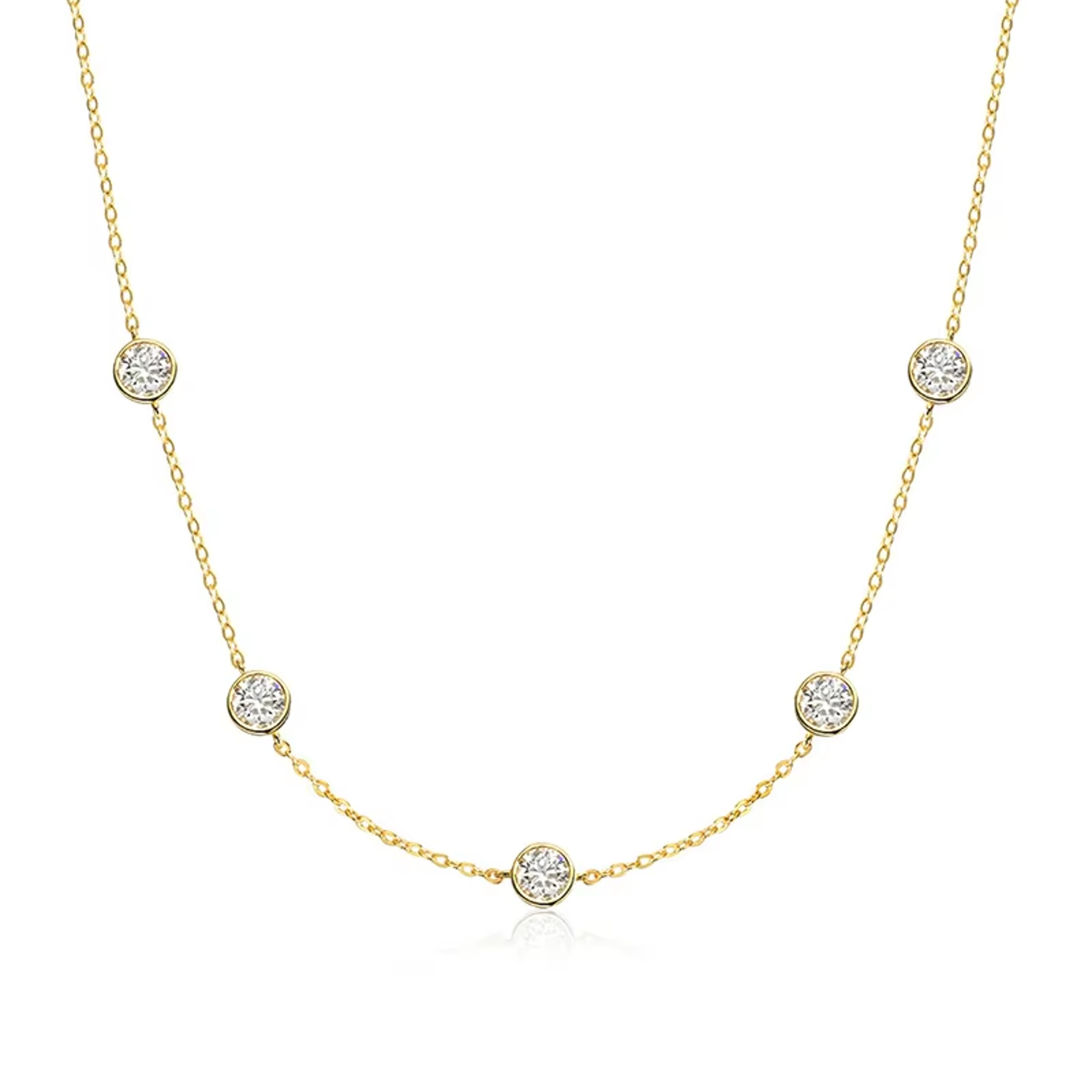 Moissanite Necklace Gold Plated Sterling Silver Bubble Pendant 7