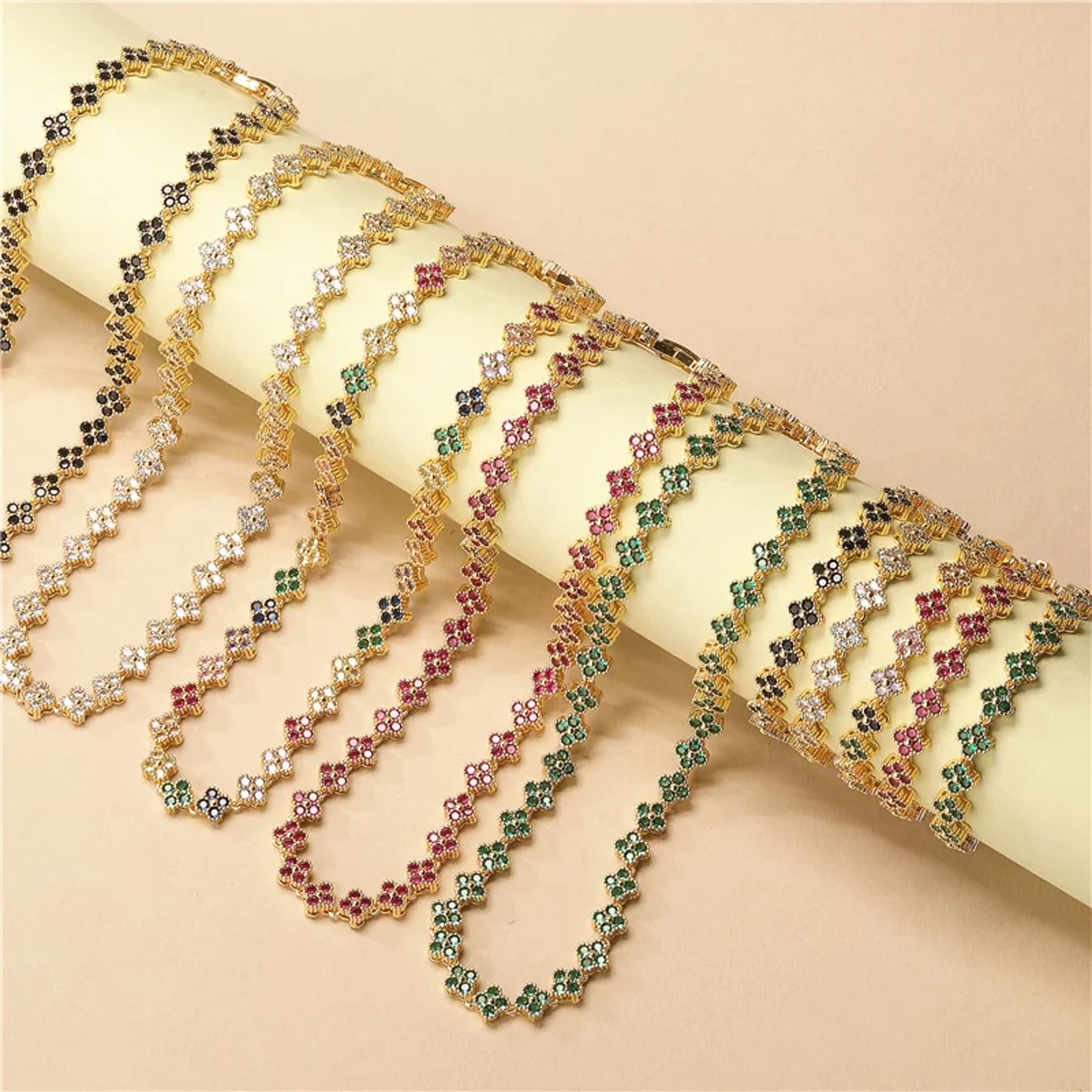 Gold Plated Flower Necklace And Bracelet Set For Women 0