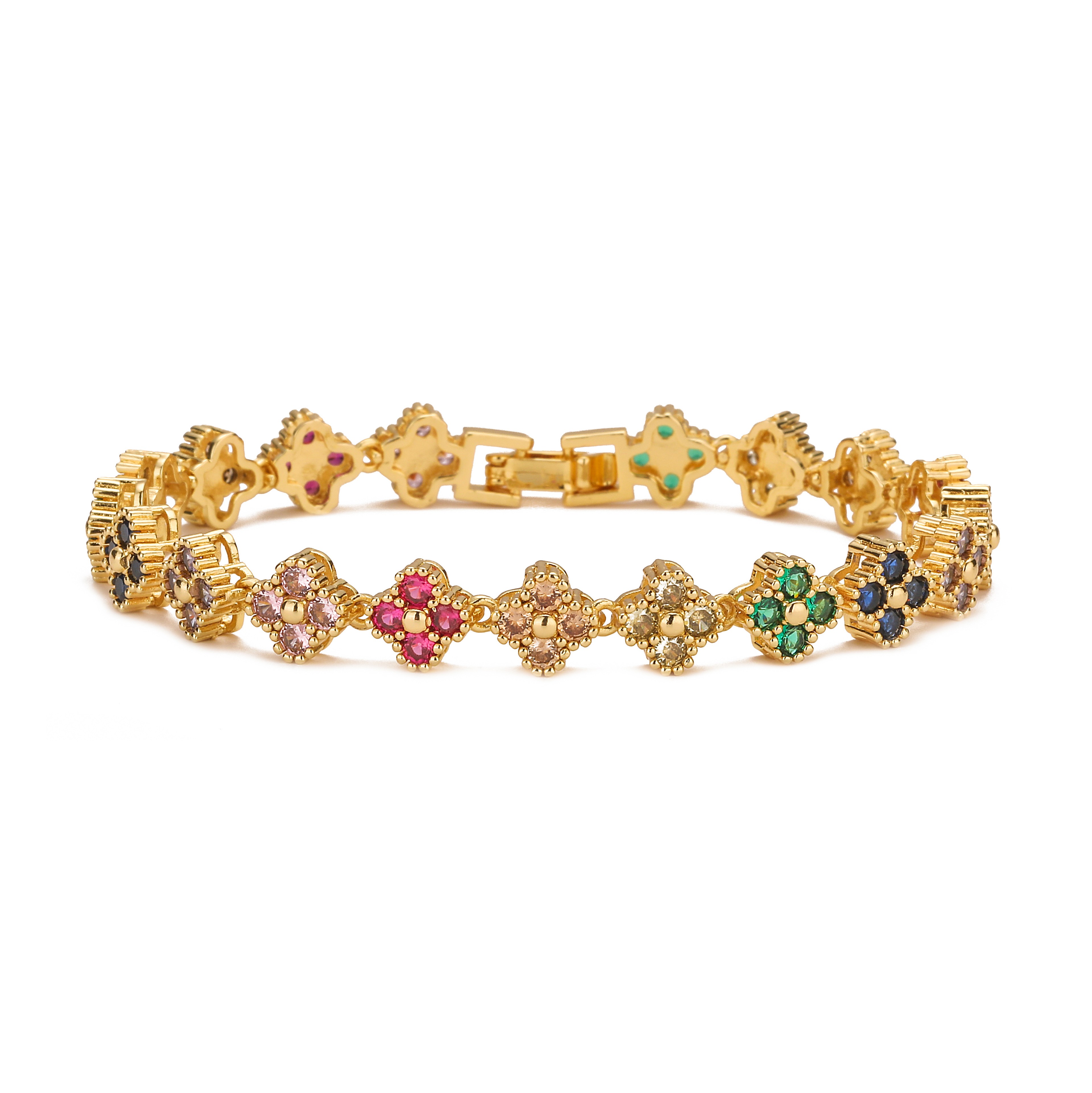 Gold Plated Flower Necklace And Bracelet Set For Women 1