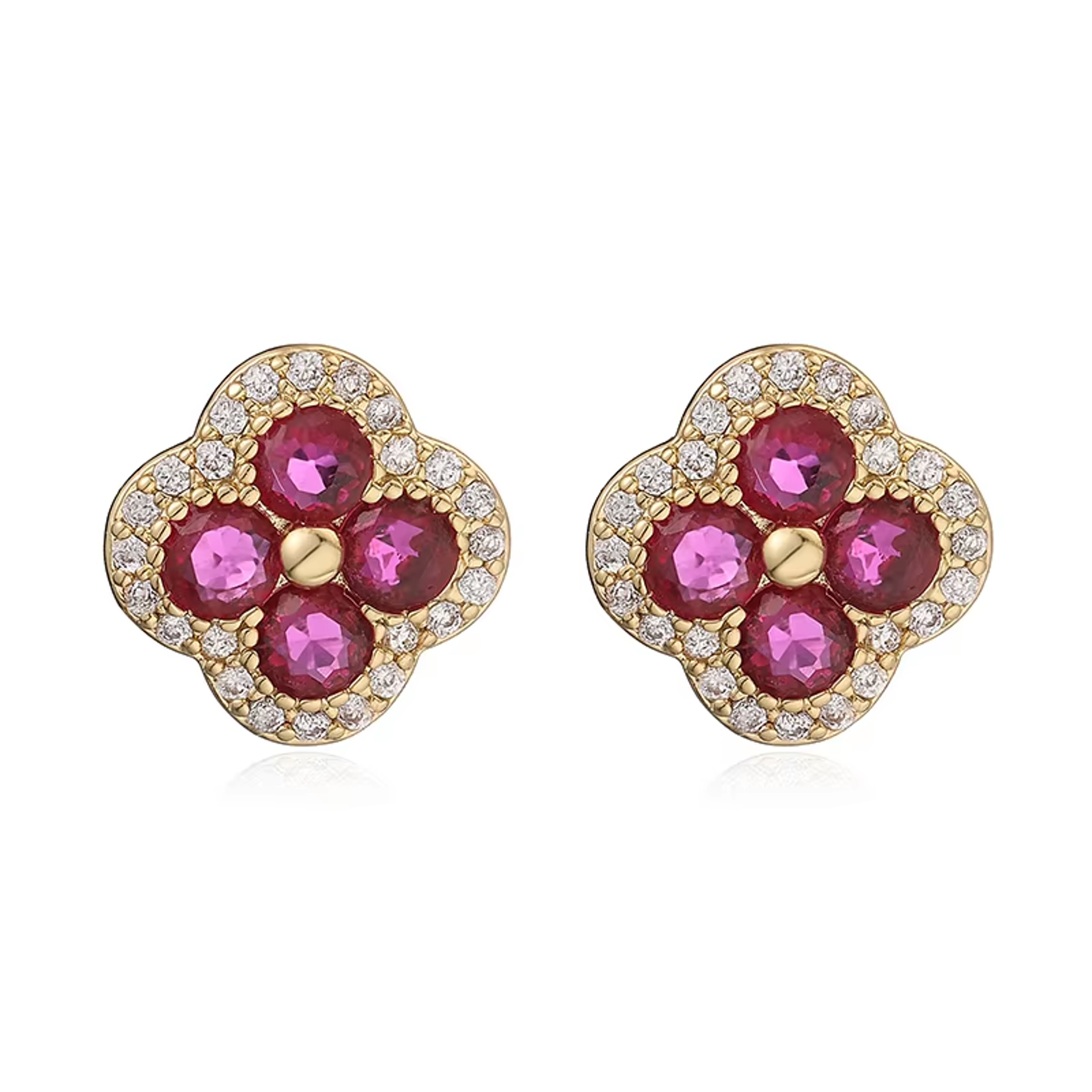 Gold Plated Flower Drop Earrings With Cubic Zirconia 8