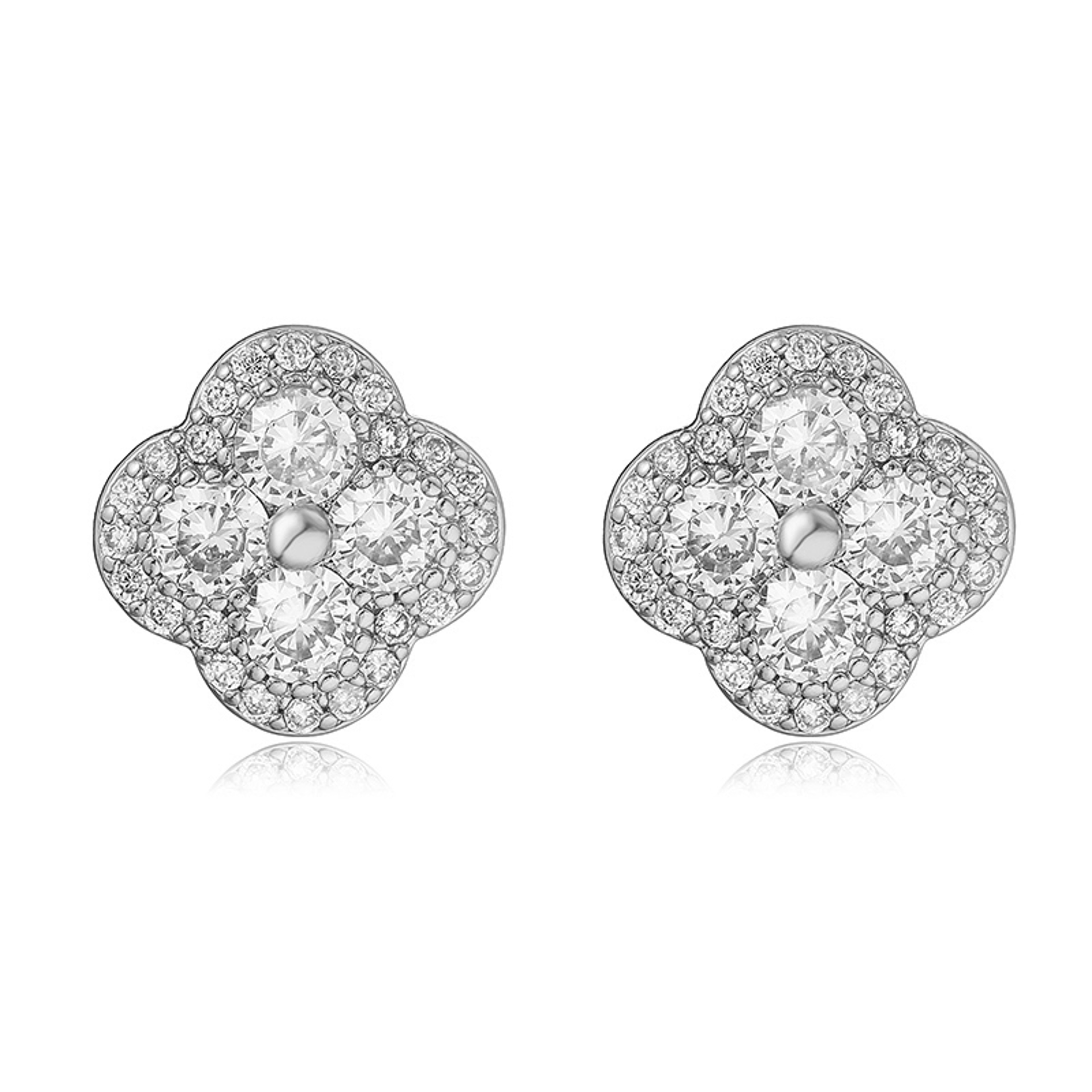 Gold Plated Flower Drop Earrings With Cubic Zirconia 11