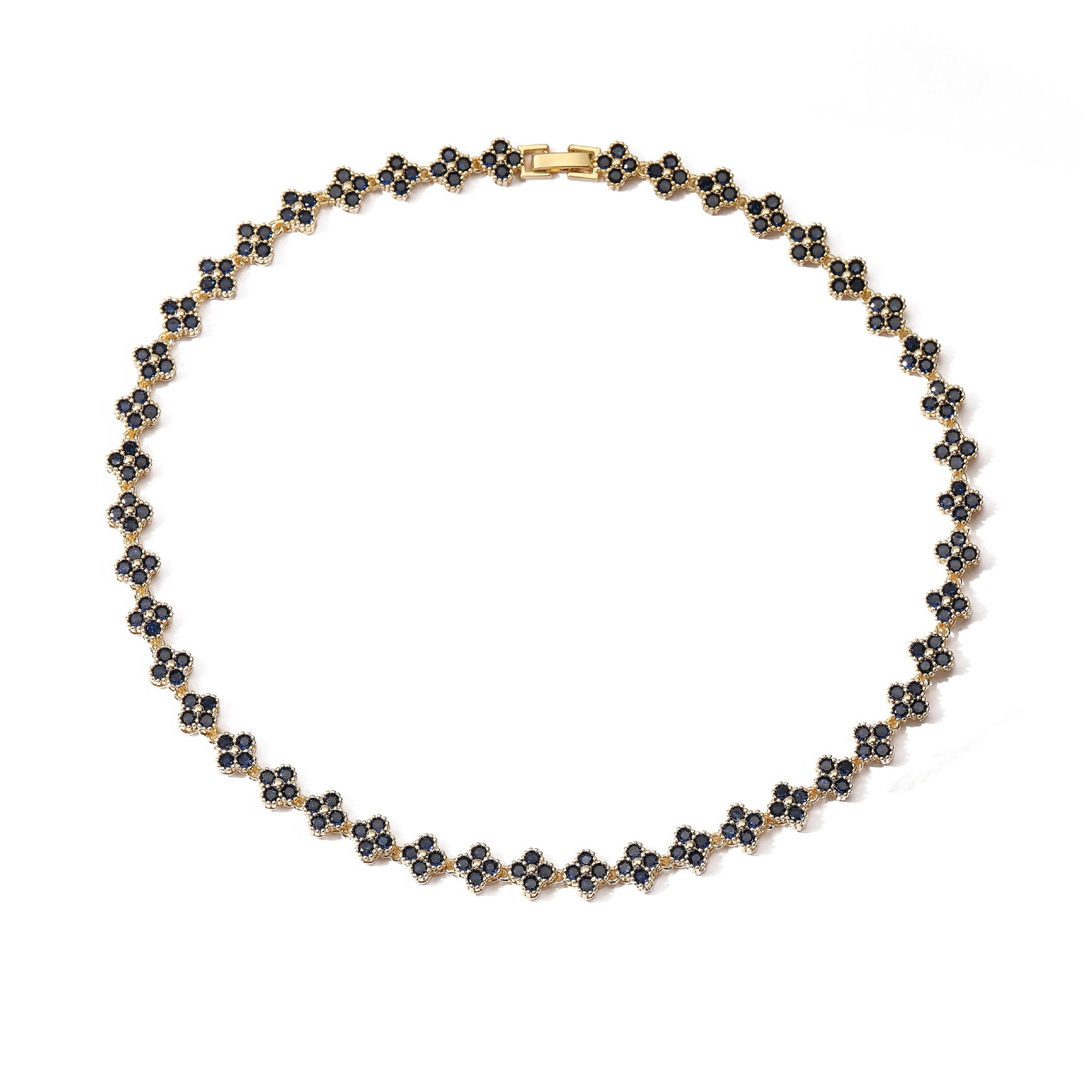 Gold Plated Flower CZ Necklace And Bracelet For Women 3