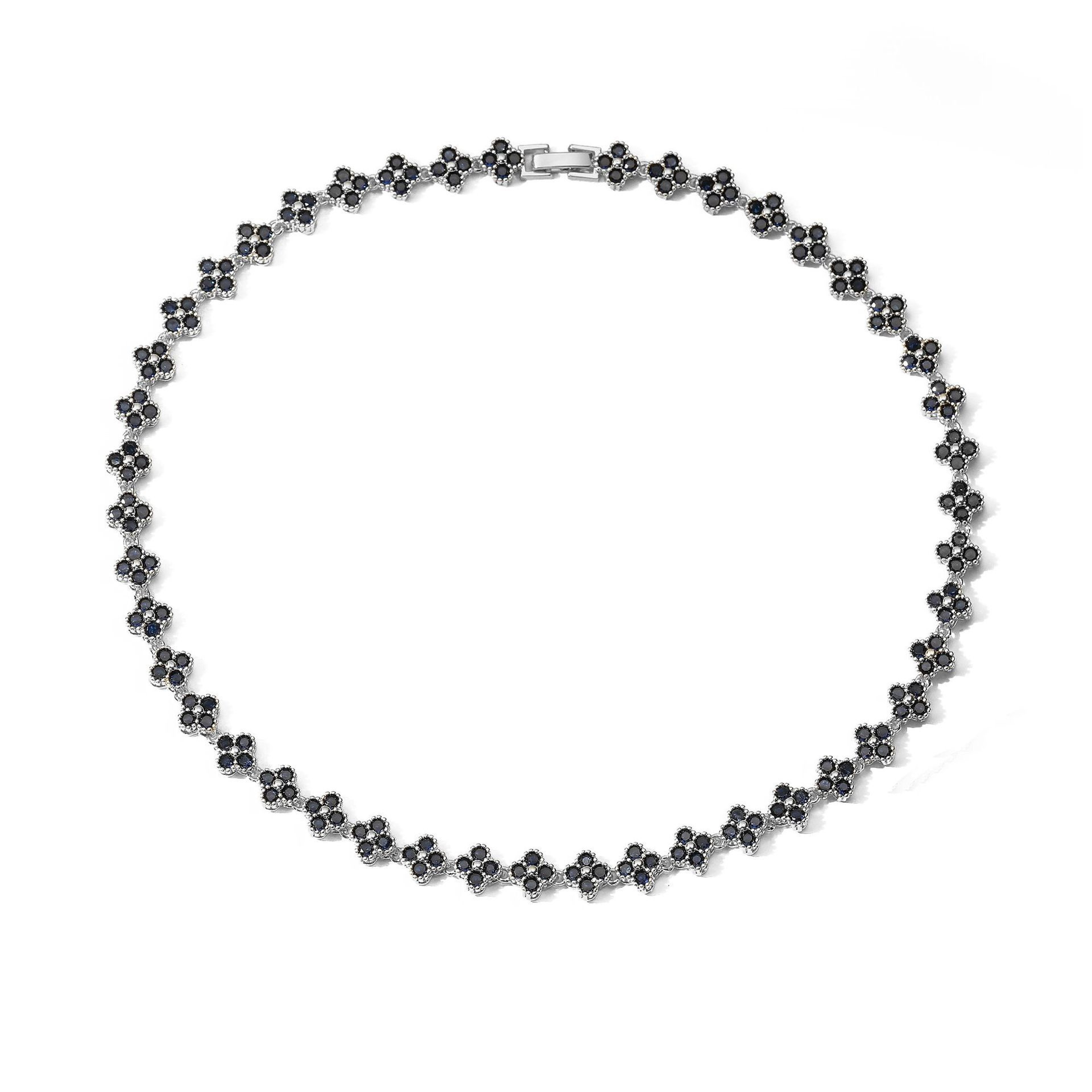 Gold Plated Flower CZ Necklace And Bracelet For Women 11