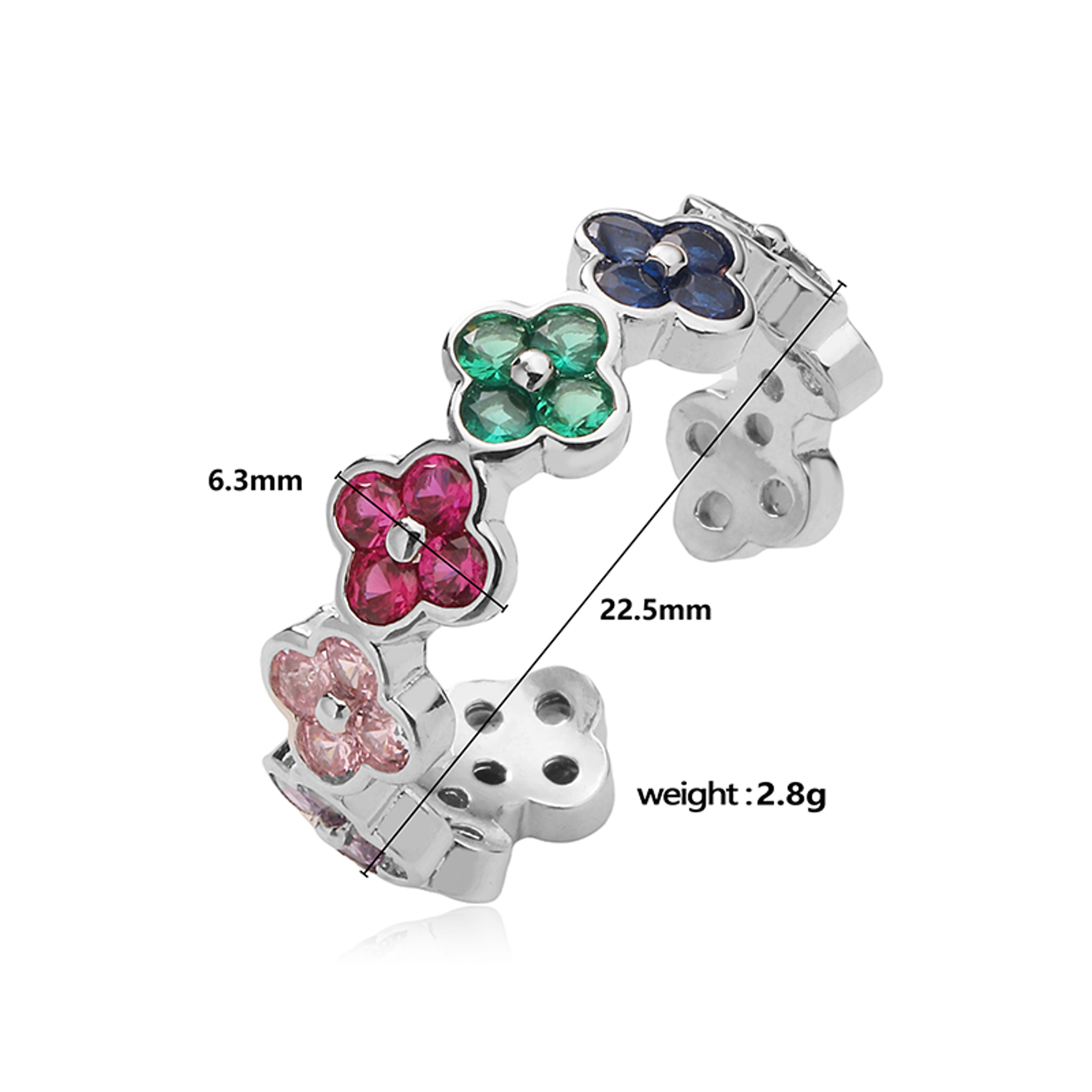 Gold Plated Adjustable Flower Ring With CZ Zirconia For Women 4