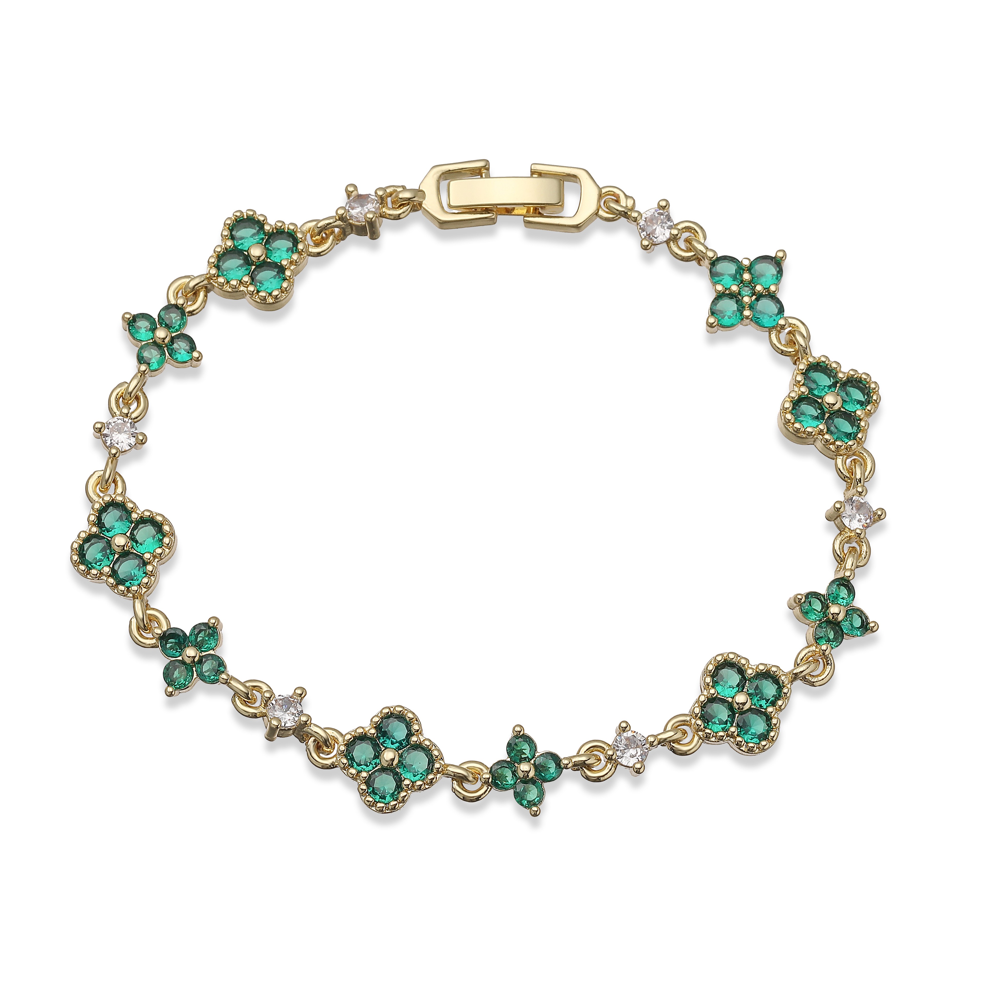 Multicolor Four Leaf Clover Bracelet for Women with CZ Stones – view 7