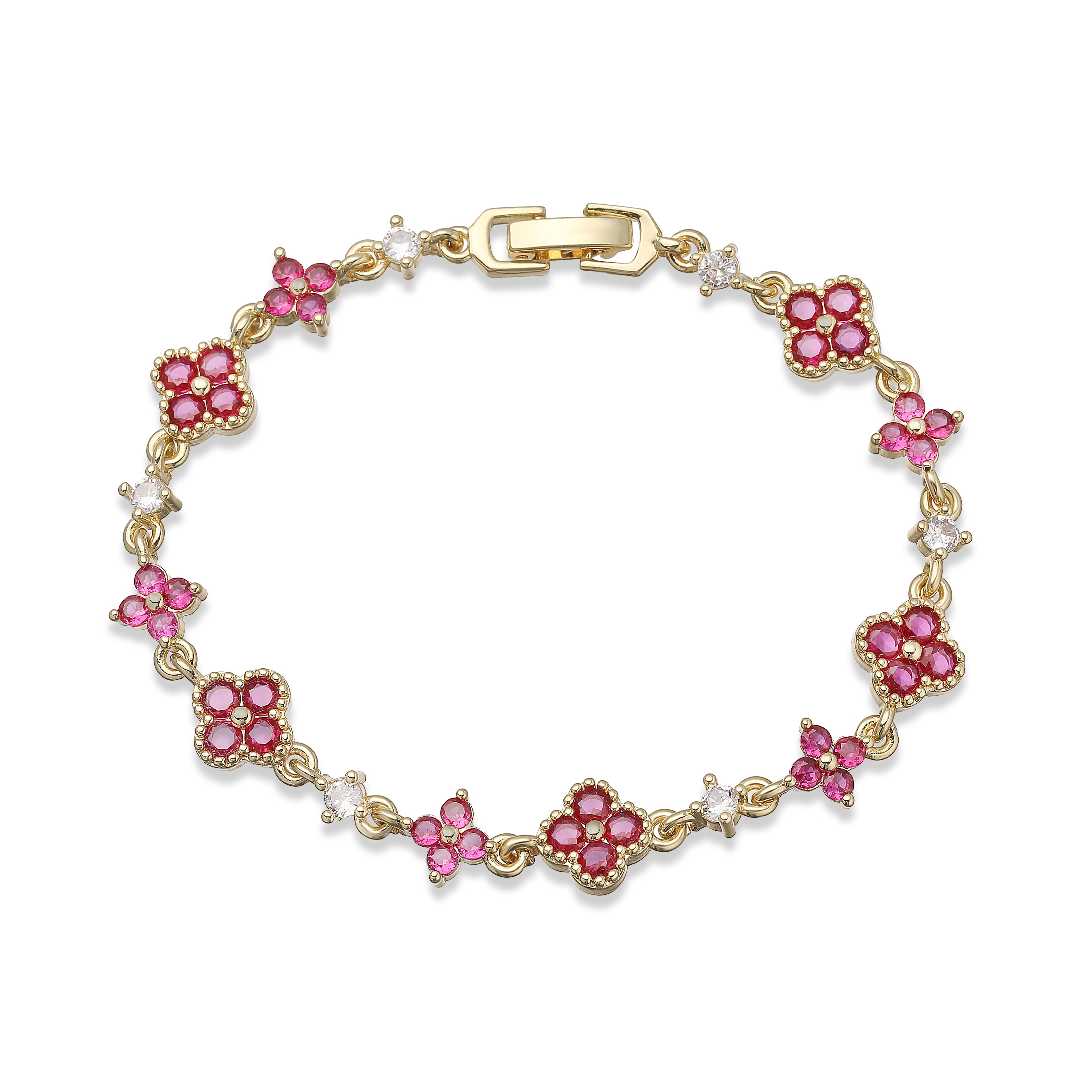 Multicolor Four Leaf Clover Bracelet for Women with CZ Stones – view 10