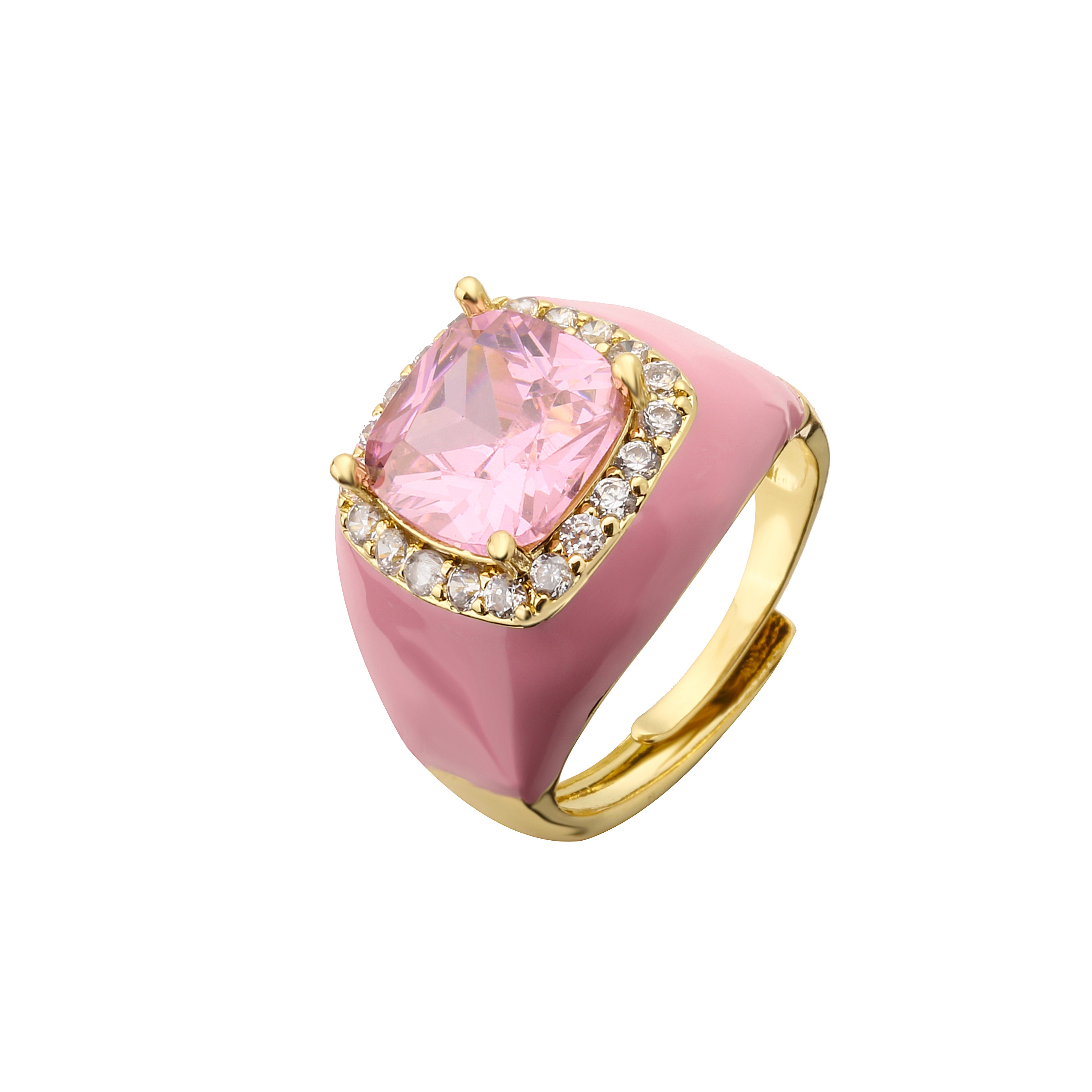 Multicolor Enamel Adjustable Ring For Women Gold Plated Zircon Statement Ring 4