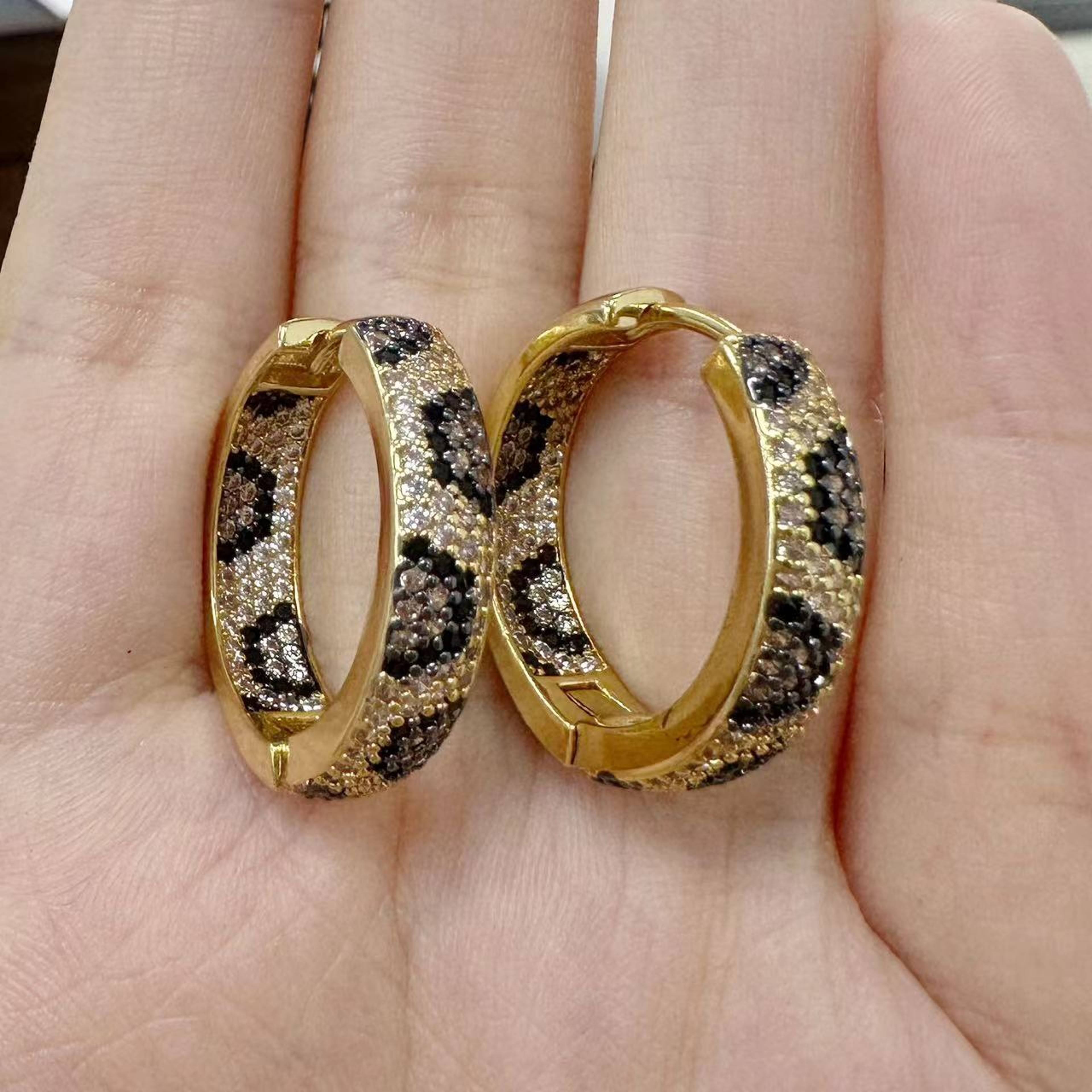 Leopard Print Rhinestone Statement Earrings for Women – view 15