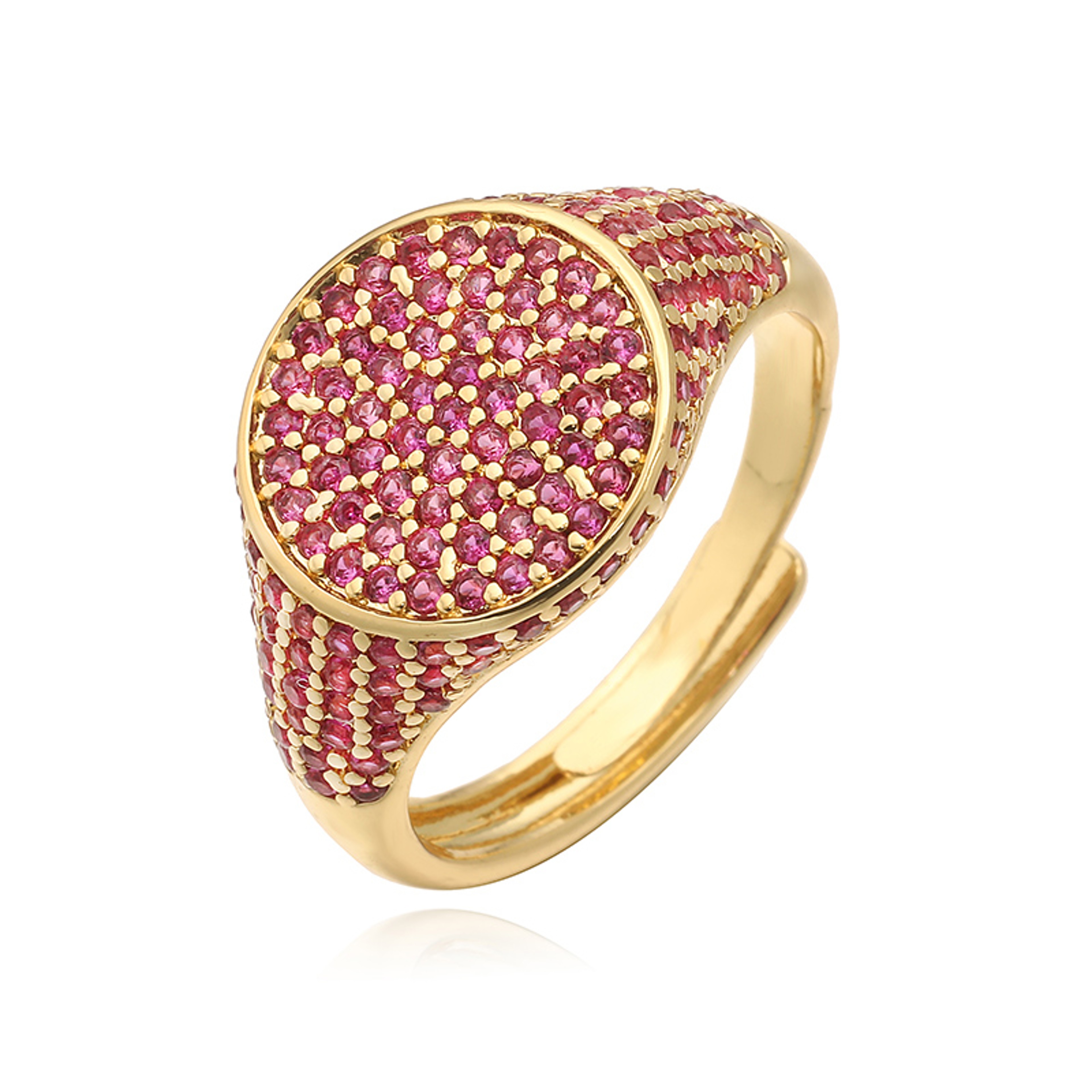 Gold Plated Multicolor Zirconia Ring Adjustable Statement Ring 7