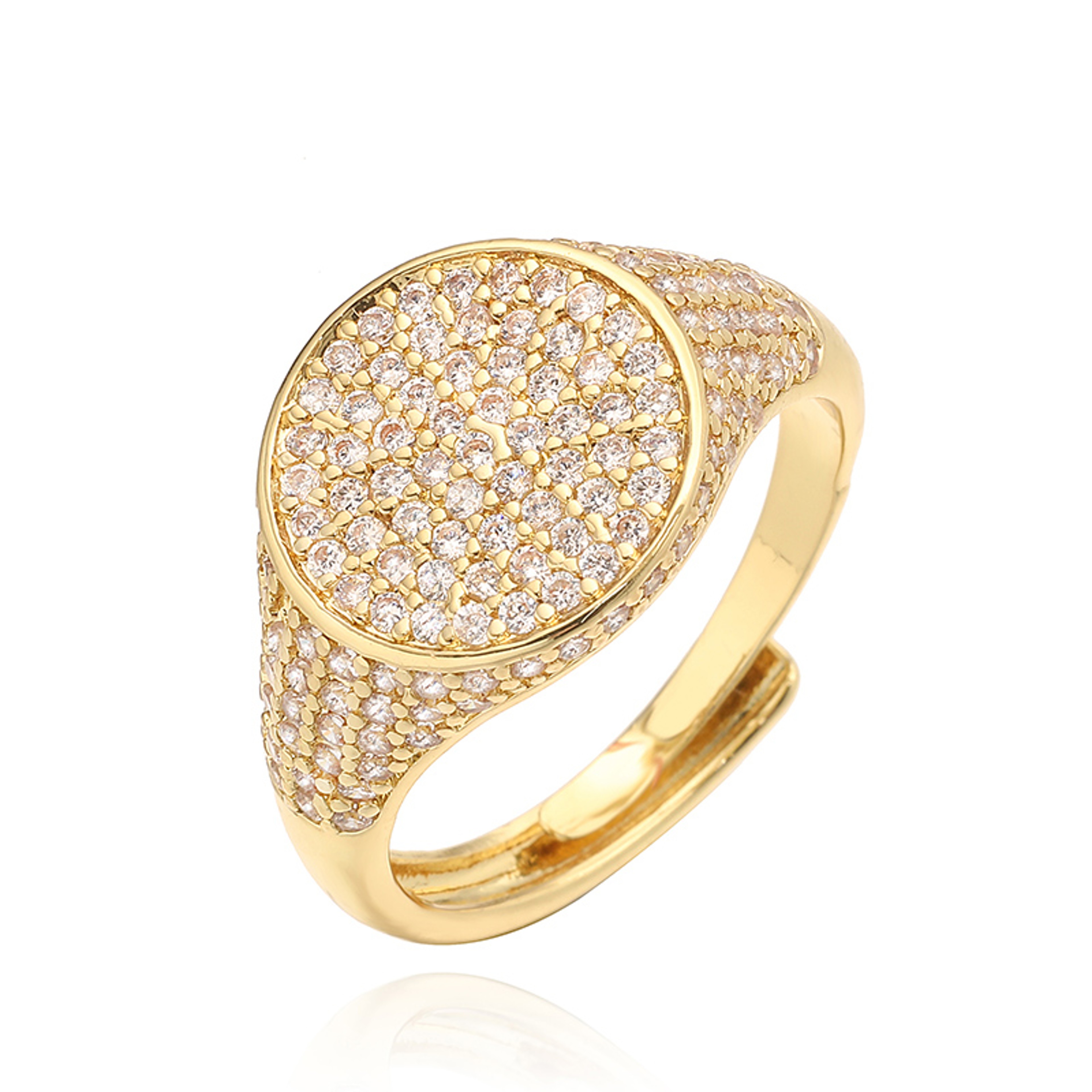 Gold Plated Multicolor Zirconia Ring Adjustable Statement Ring 8