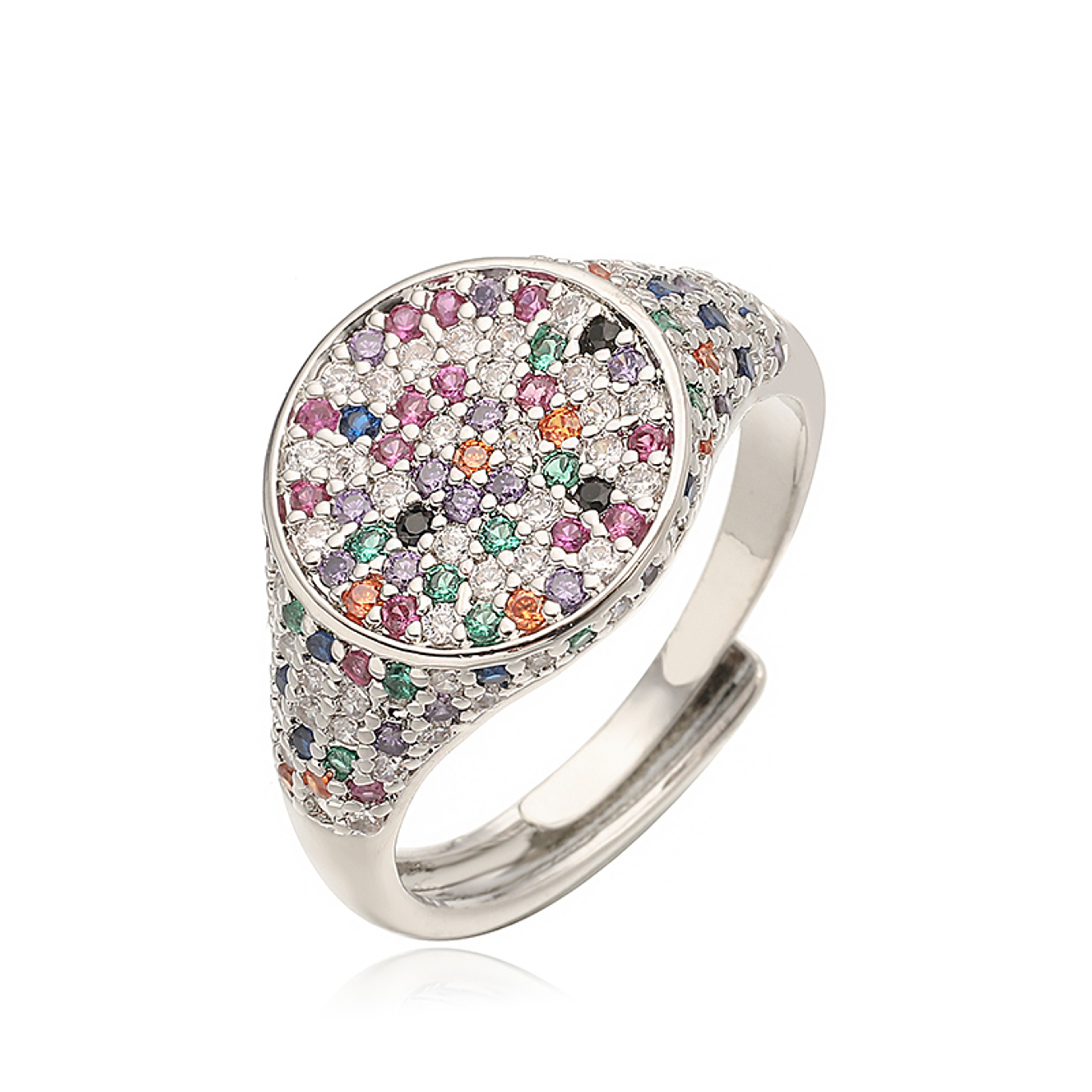 Gold Plated Multicolor Zirconia Ring Adjustable Statement Ring 9