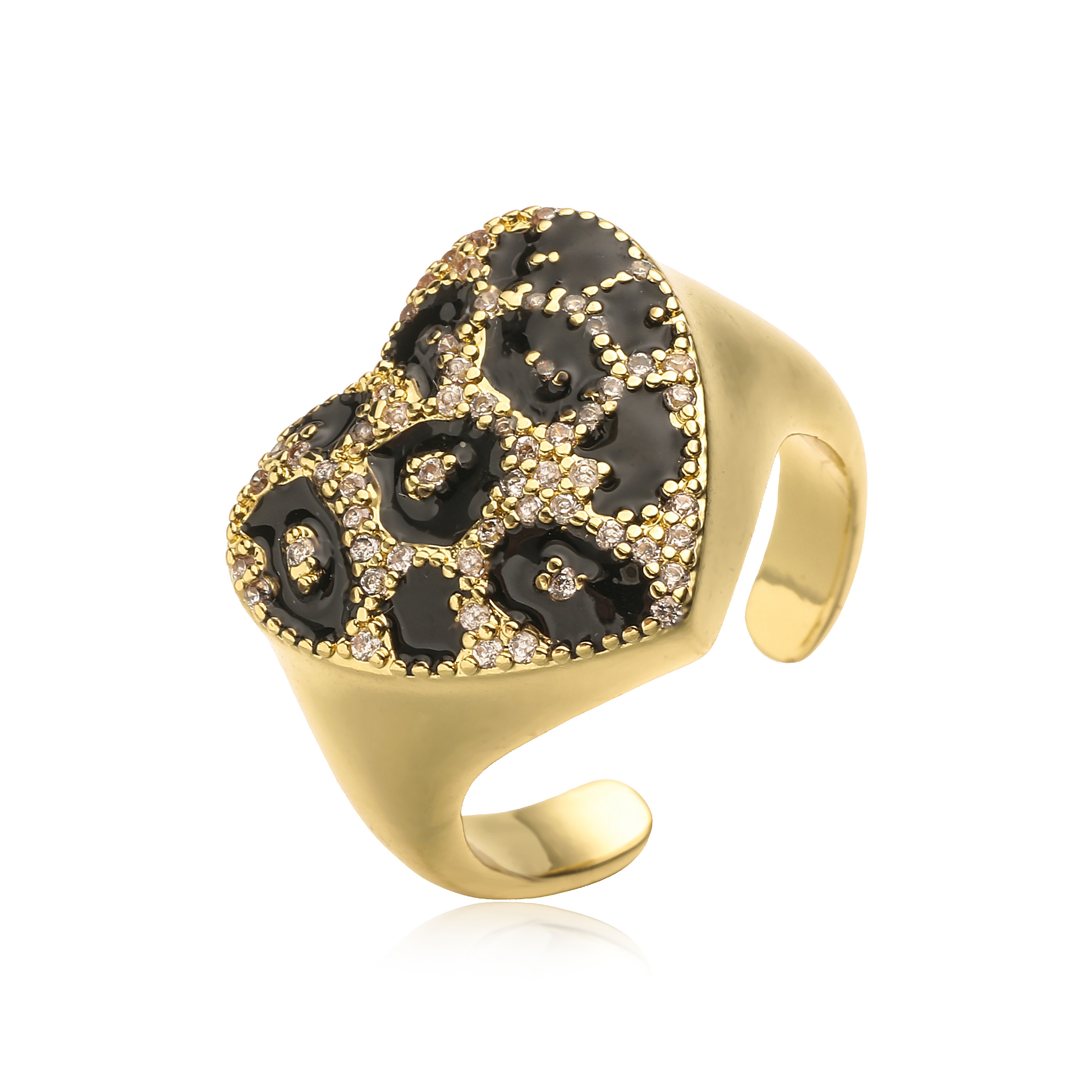 Leopard Print Ring Adjustable Heart Y2K Ring Unisex Statement Jewelry 6