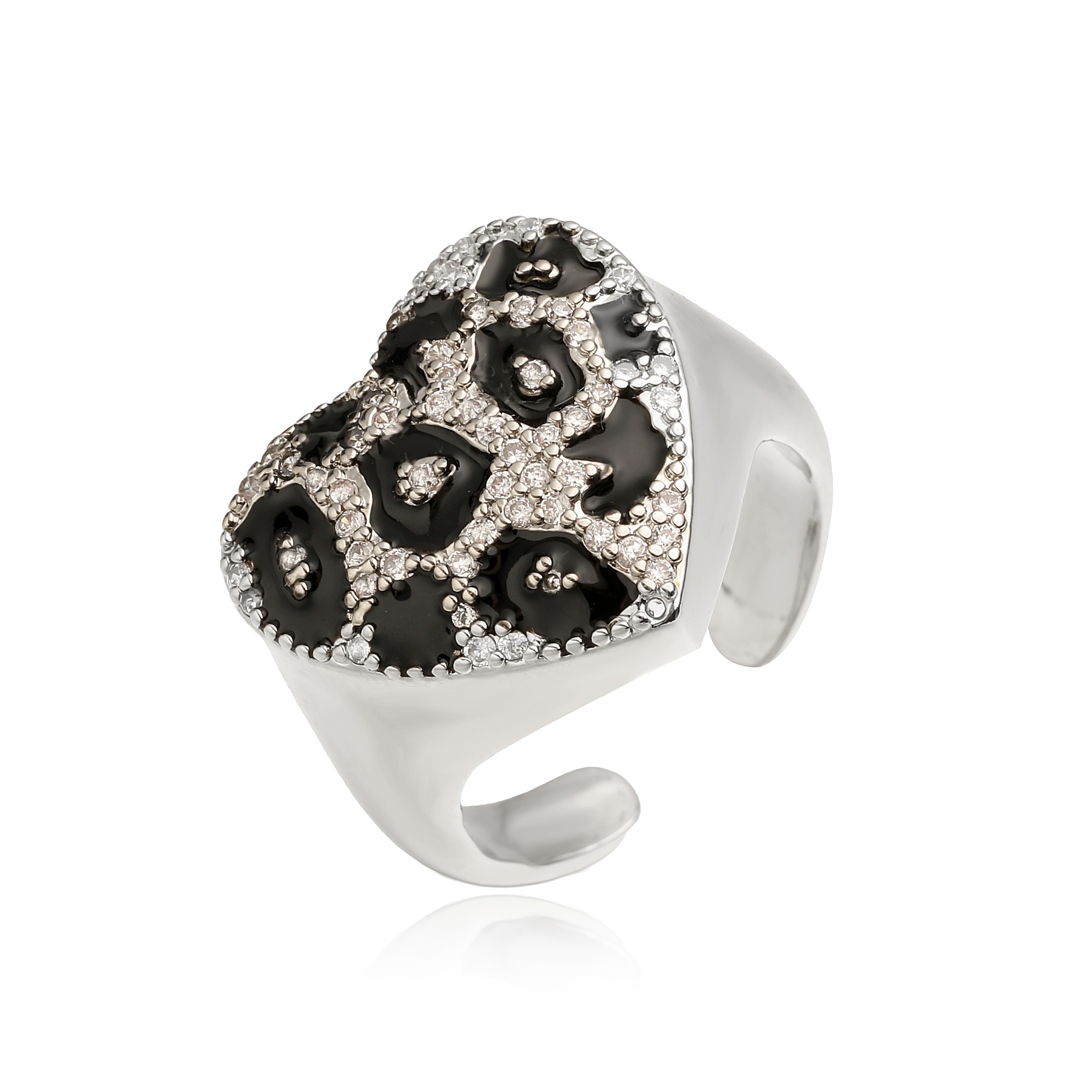 Leopard Print Ring Adjustable Heart Y2K Ring Unisex Statement Jewelry 8