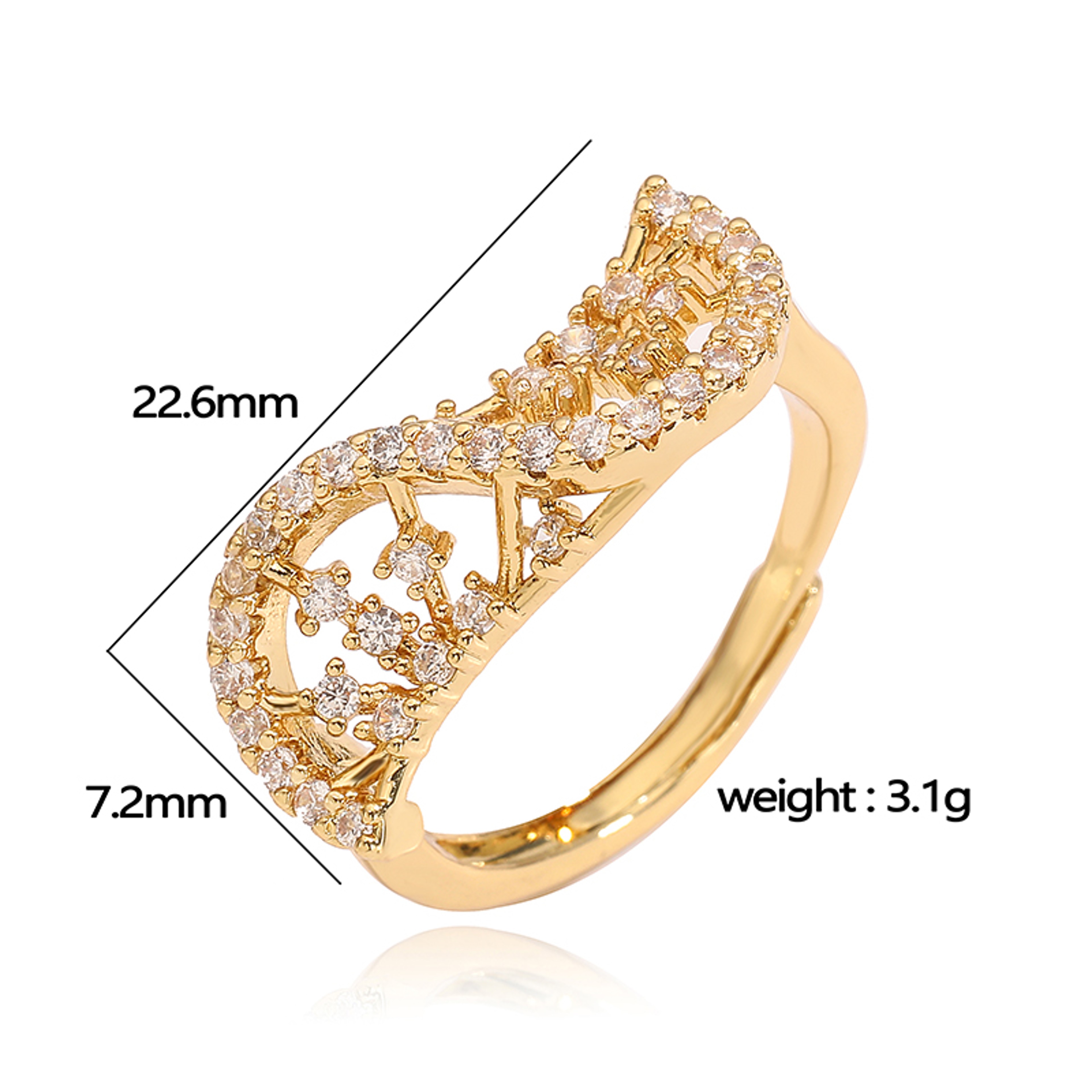 Gold Plated Zircon Jewelry Set For Women With Dangle Earrings Bracelet And Rings 4