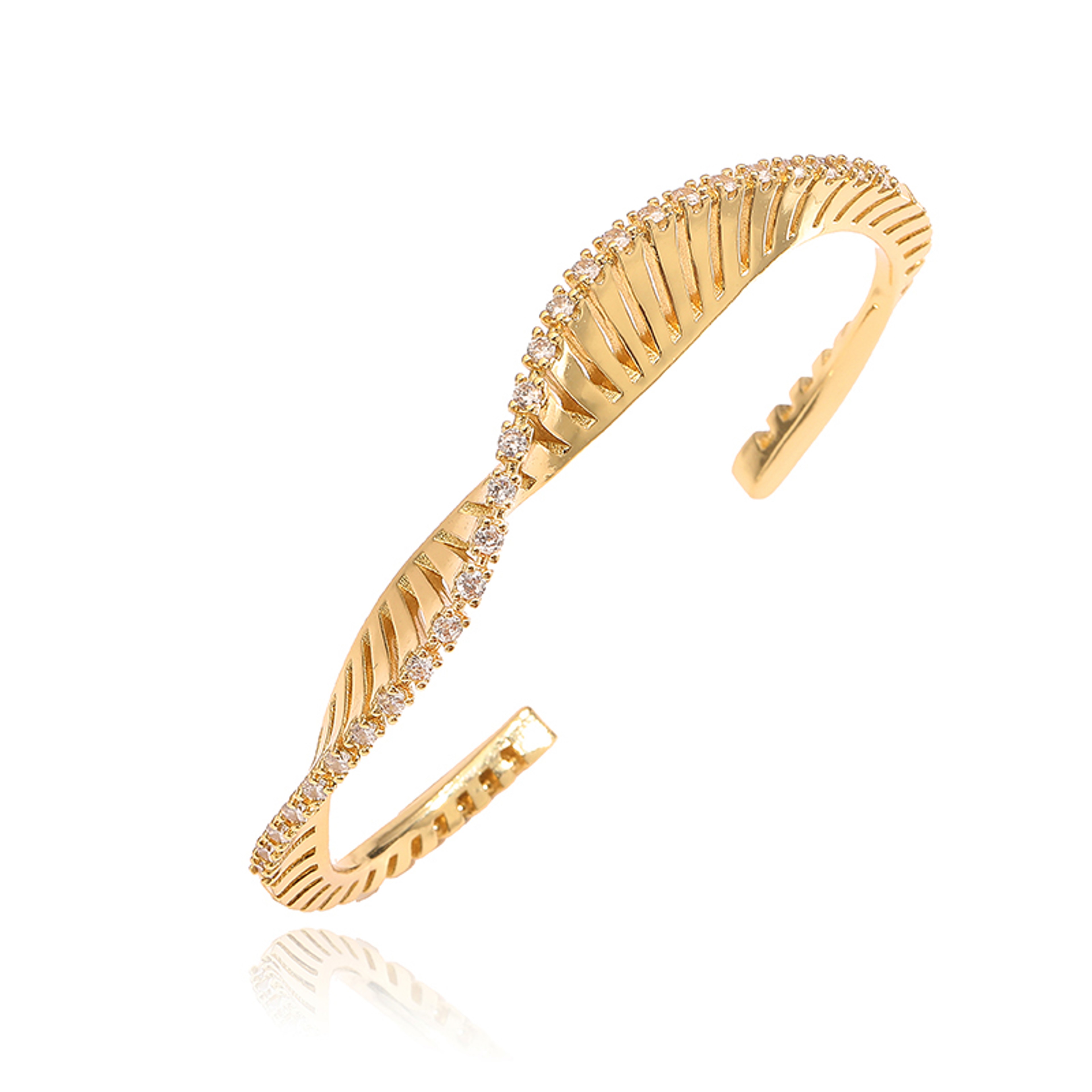Gold Plated Zircon Jewelry Set For Women With Dangle Earrings Bracelet And Rings 9