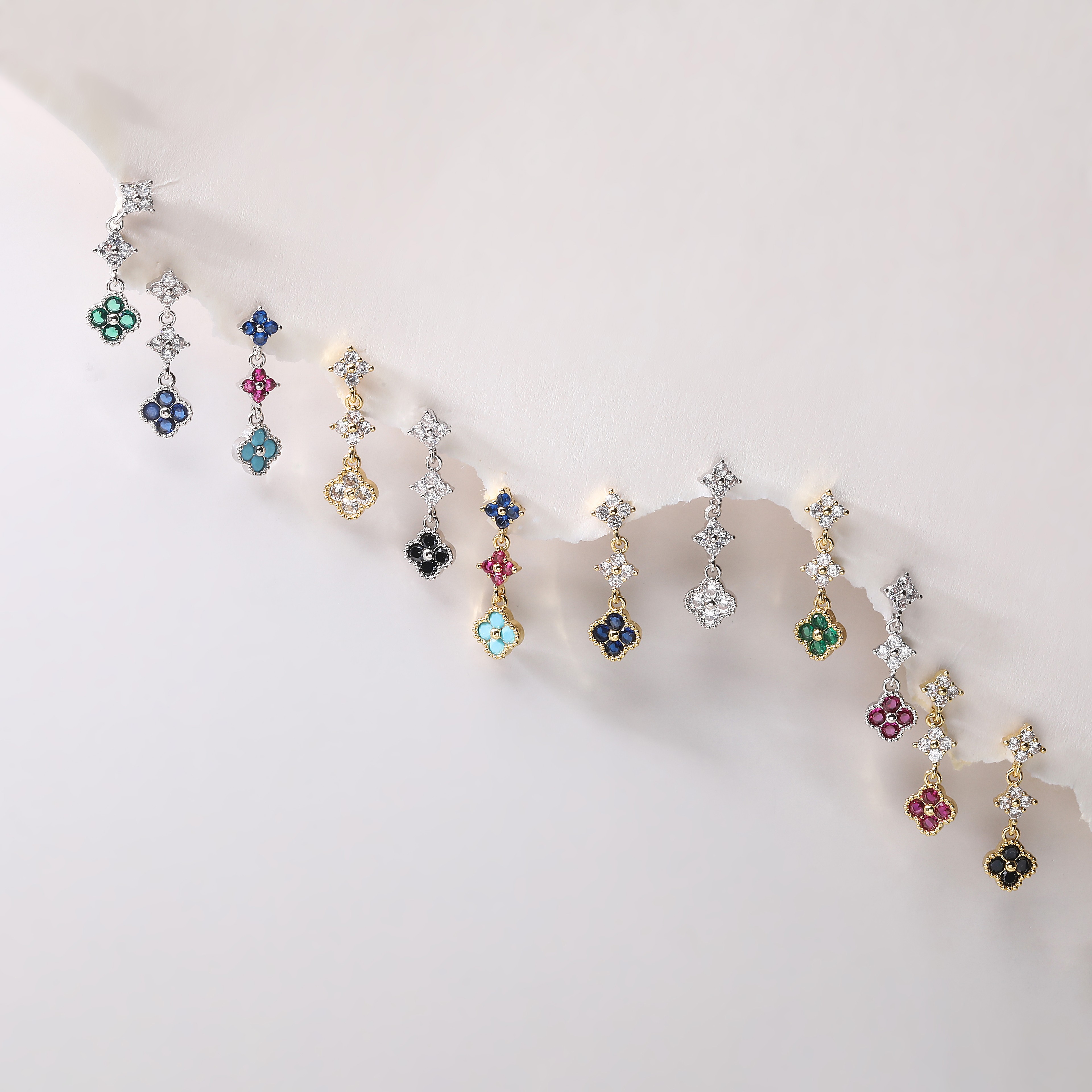 Sparkling Cubic Zirconia Floral Tassel Earrings For Women 2
