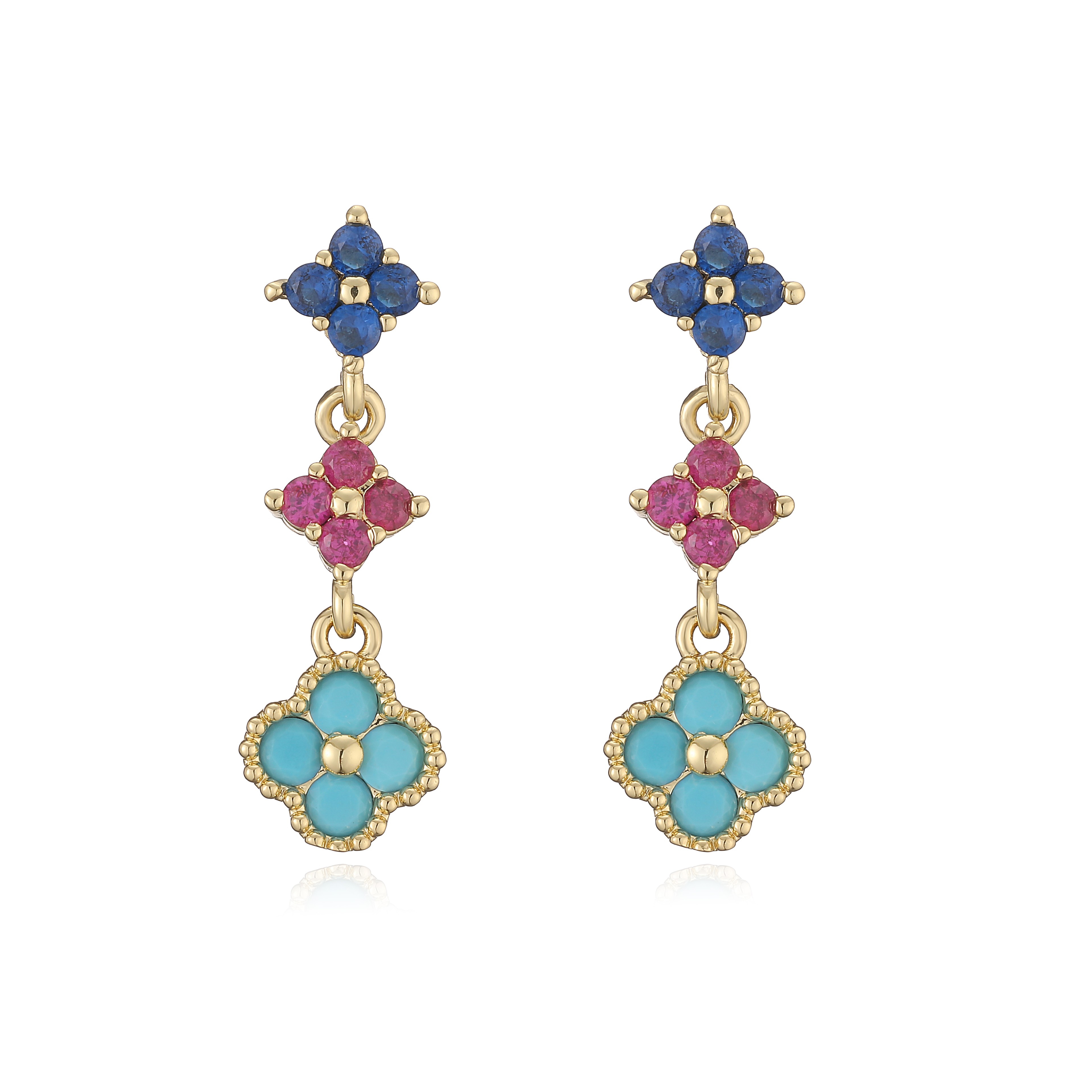 Sparkling Cubic Zirconia Floral Tassel Earrings For Women 9