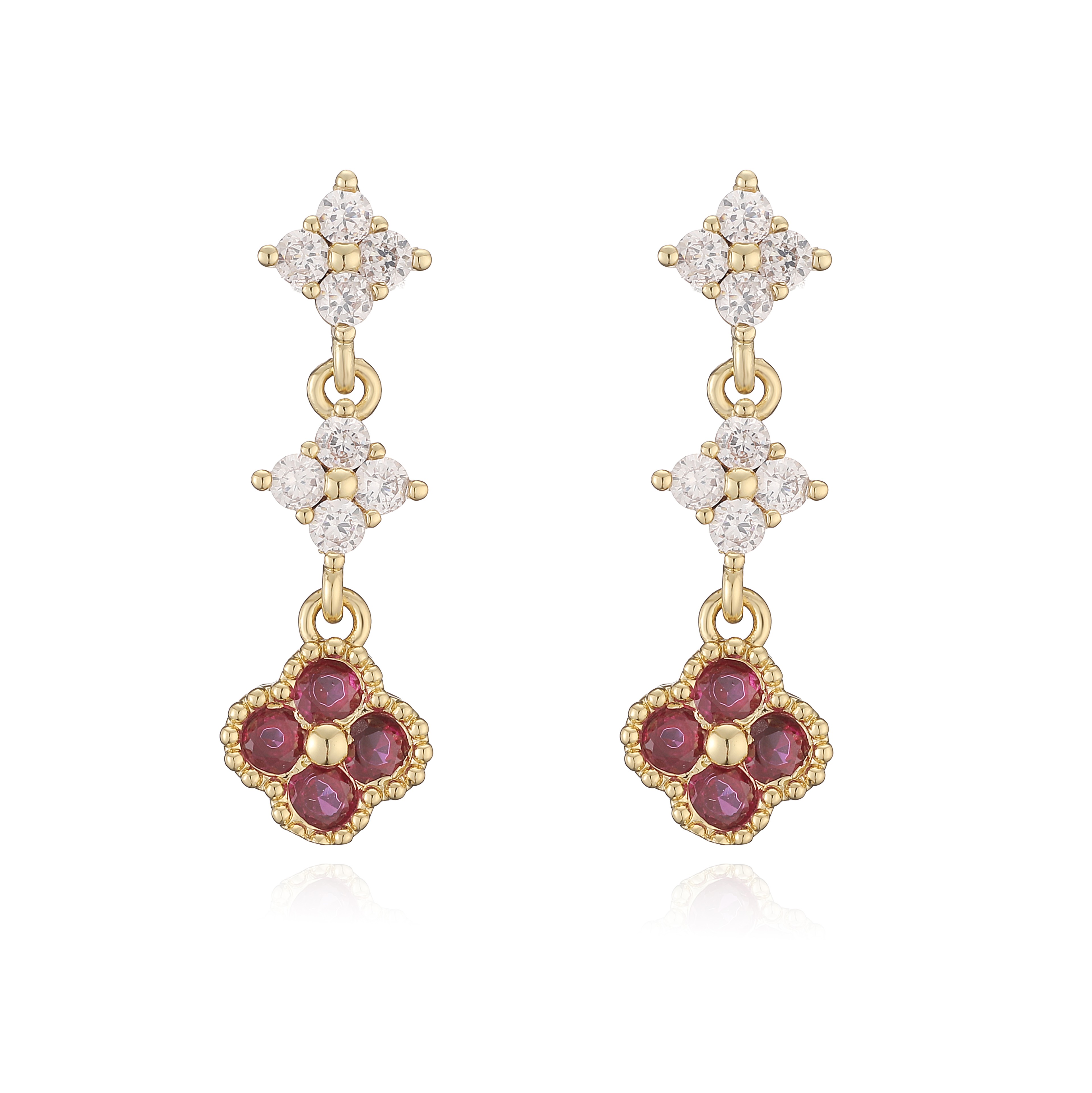 Sparkling Cubic Zirconia Floral Tassel Earrings For Women 10