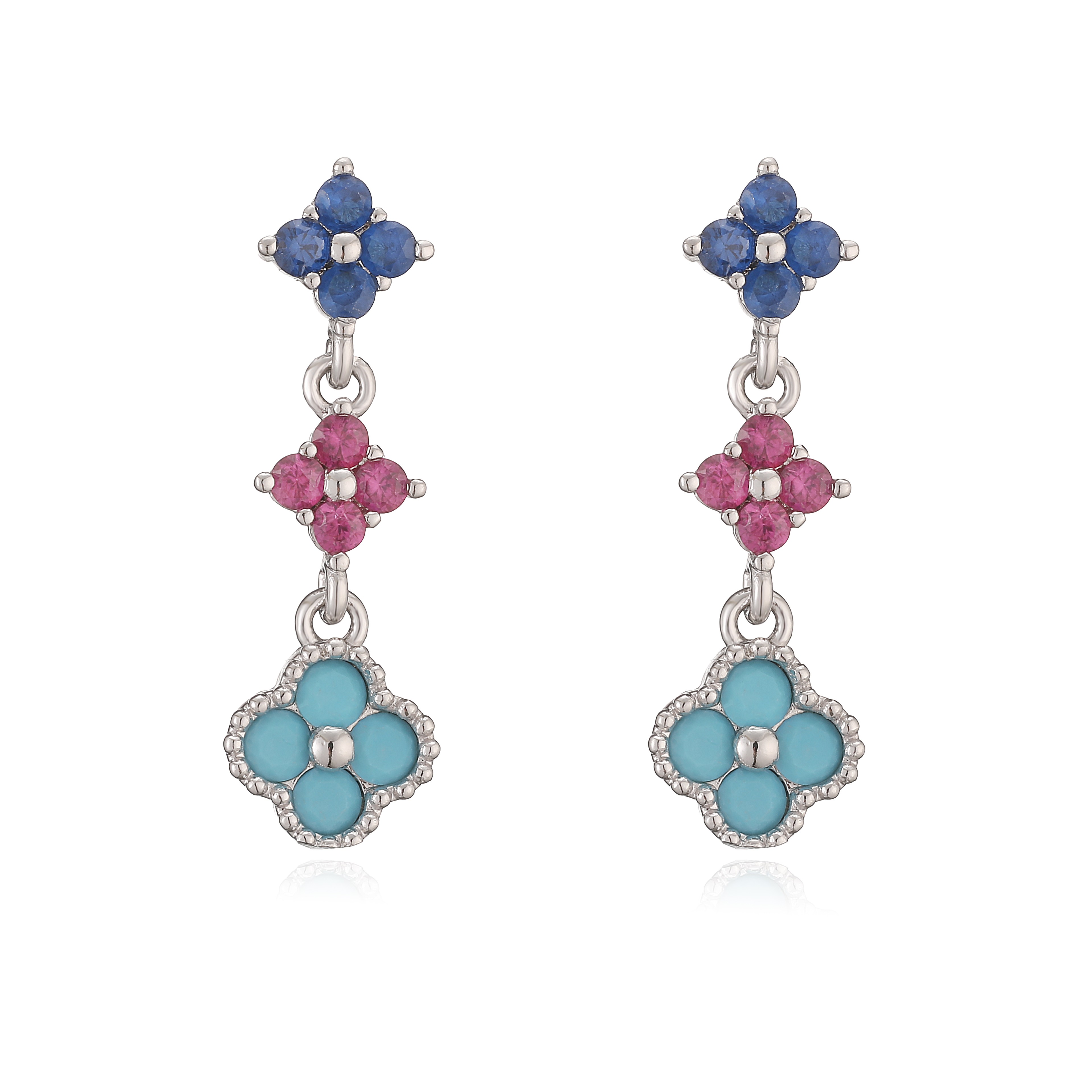 Sparkling Cubic Zirconia Floral Tassel Earrings For Women 15