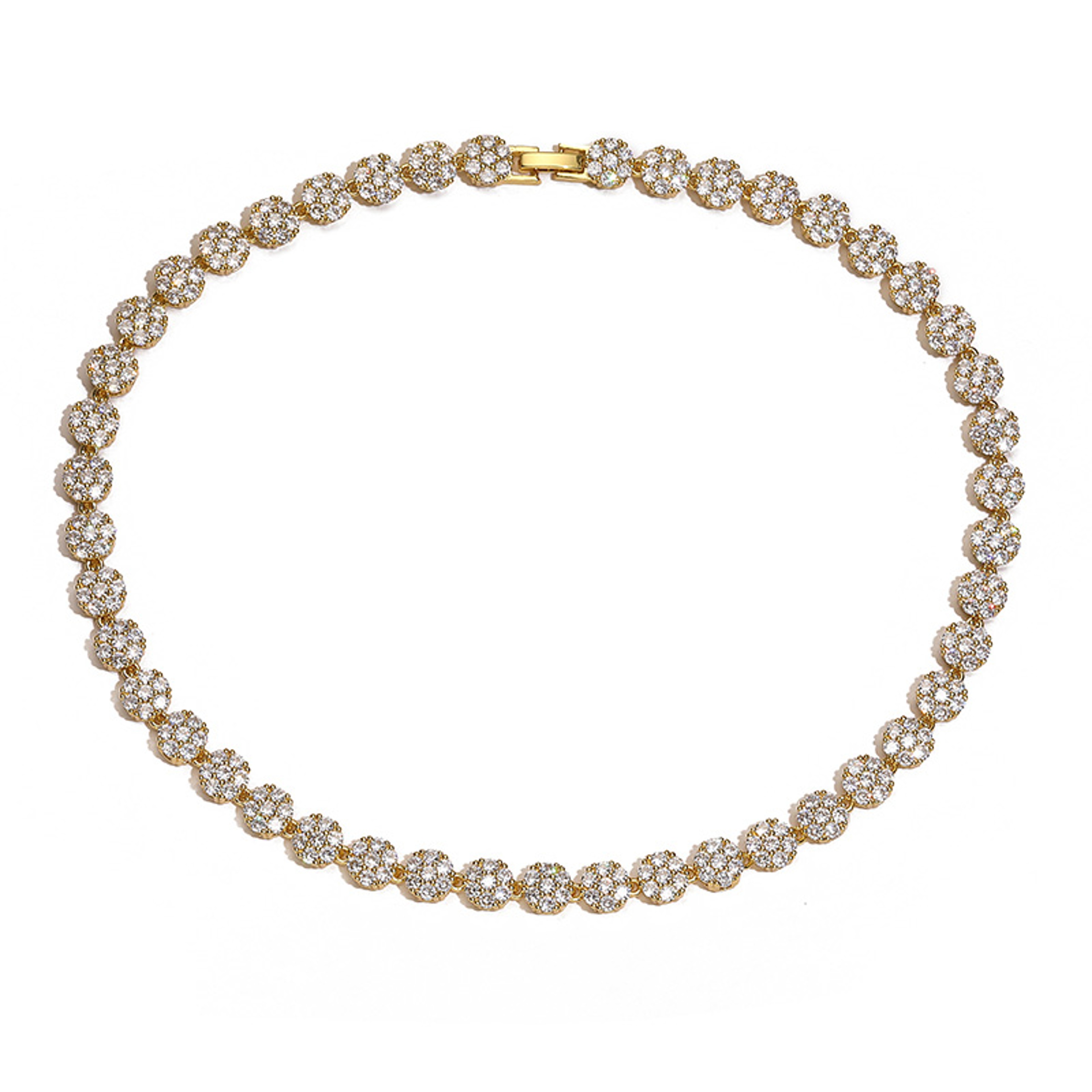 Colorful Zircon Flower Jewelry Set Gold Plated Necklace And Bracelet For Women 12