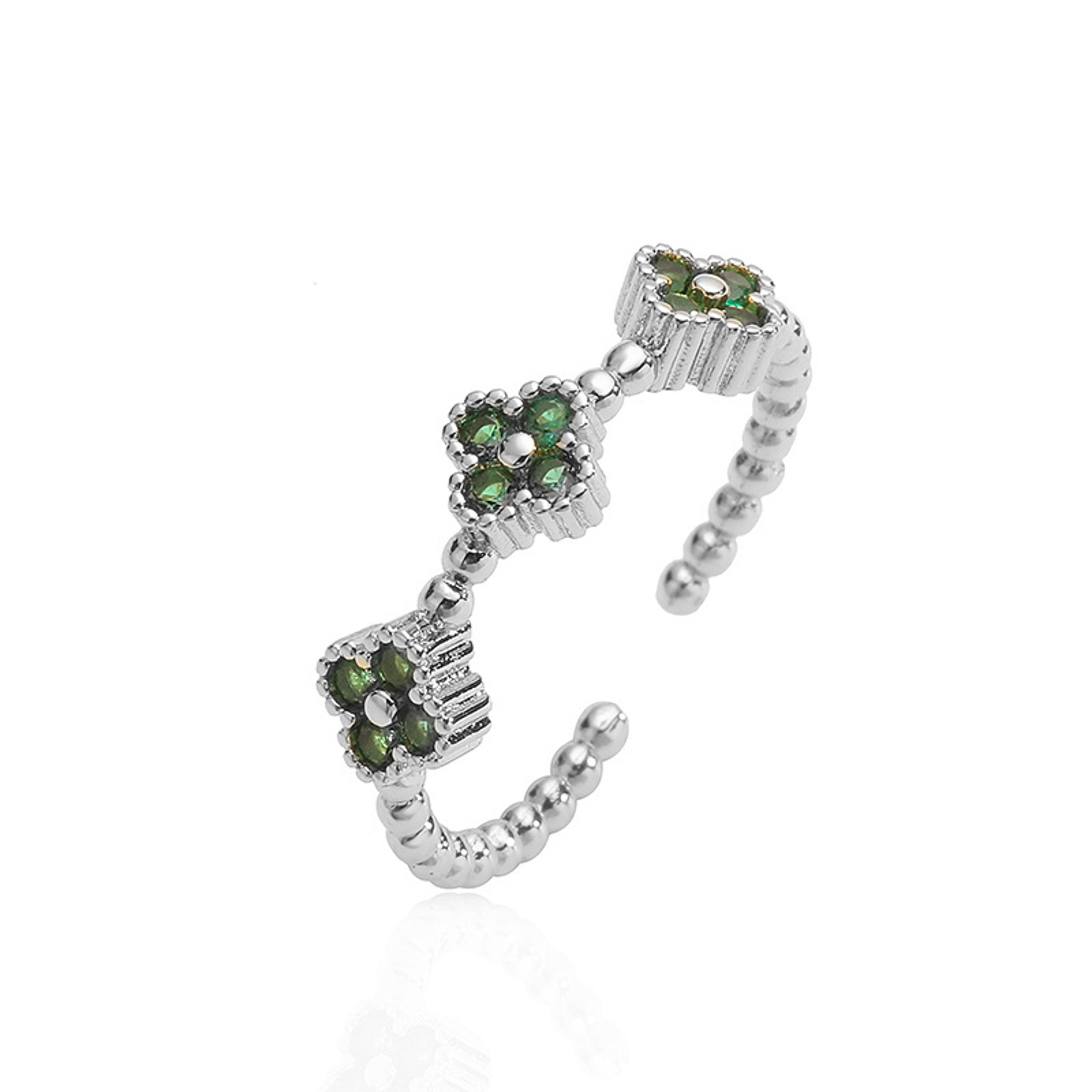 Gold Plated Adjustable Flower Ring with CZ for Women – view 11