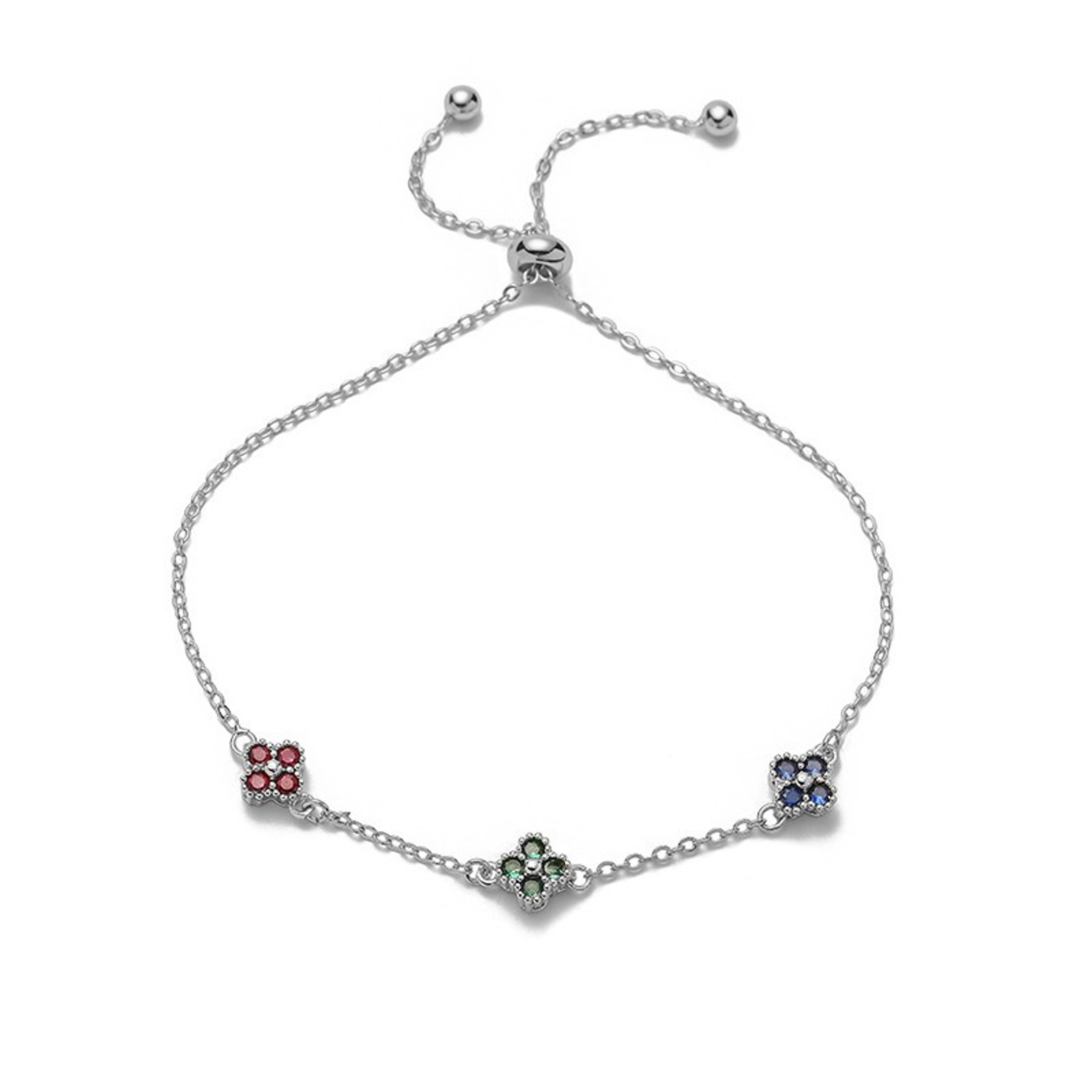Gold Plated Flower Bracelet For Women With Cubic Zirconia Adjustable Clasp 7