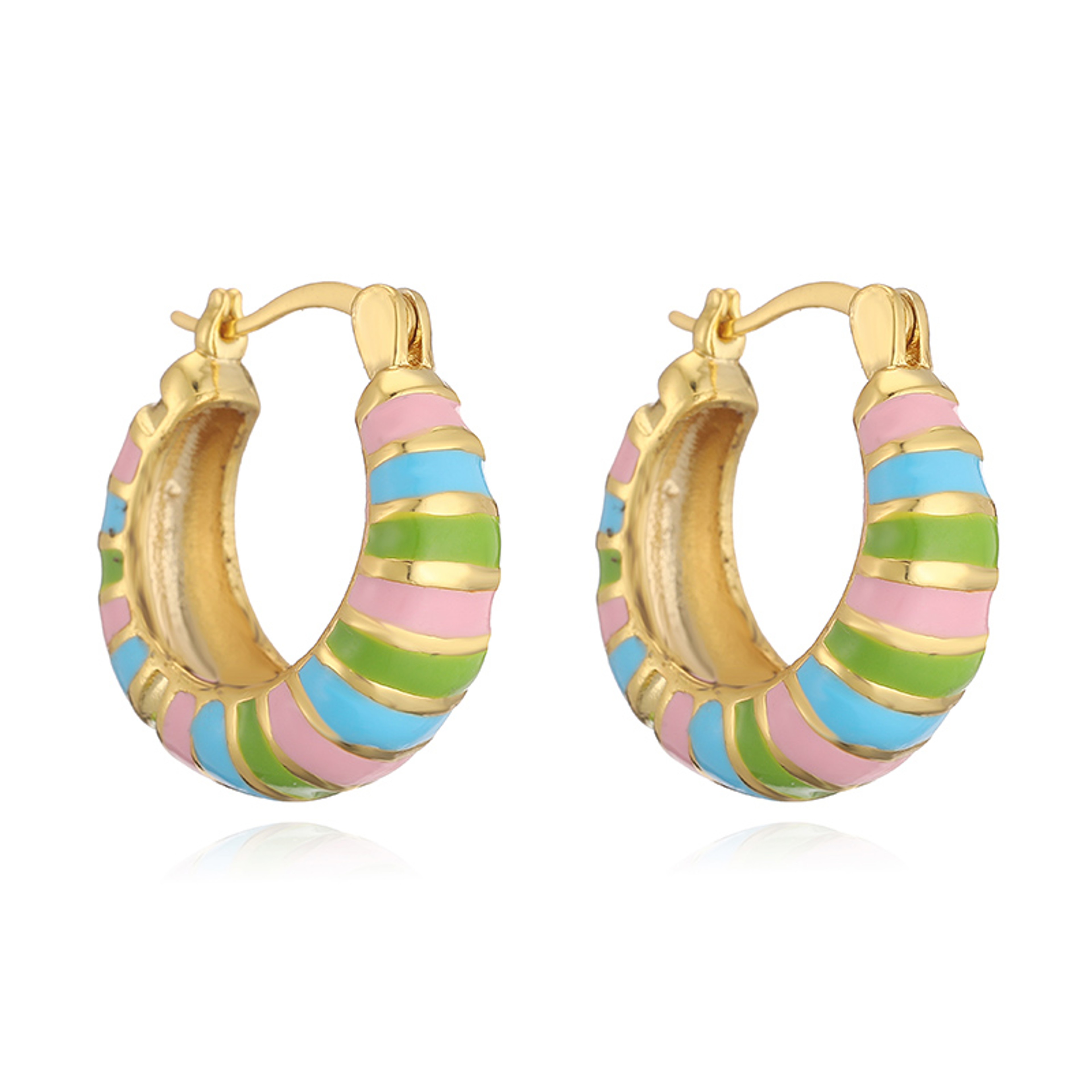 Striped Enamel Hoop Earrings For Women Modern Statement Earrings 5