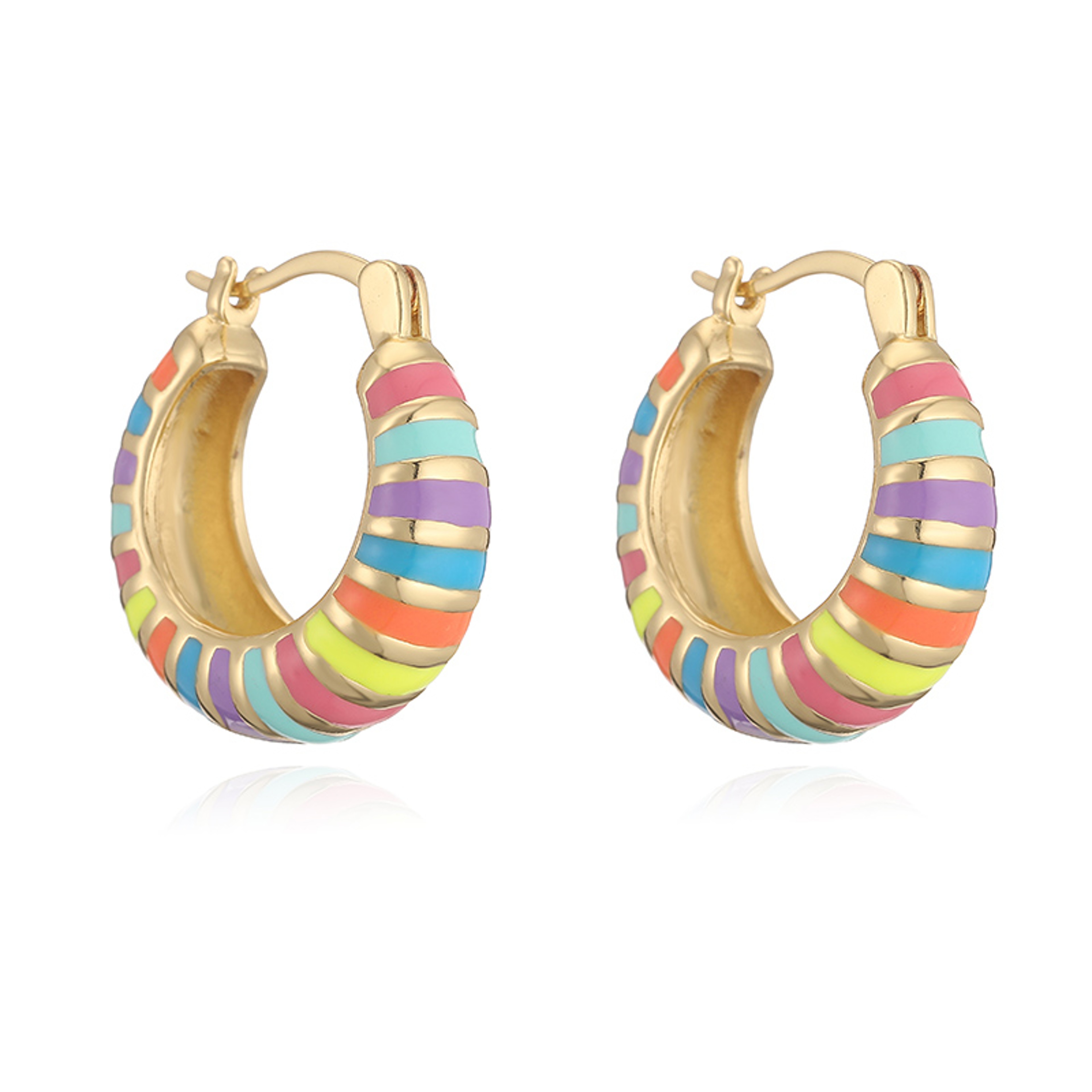Striped Enamel Hoop Earrings For Women Modern Statement Earrings 9