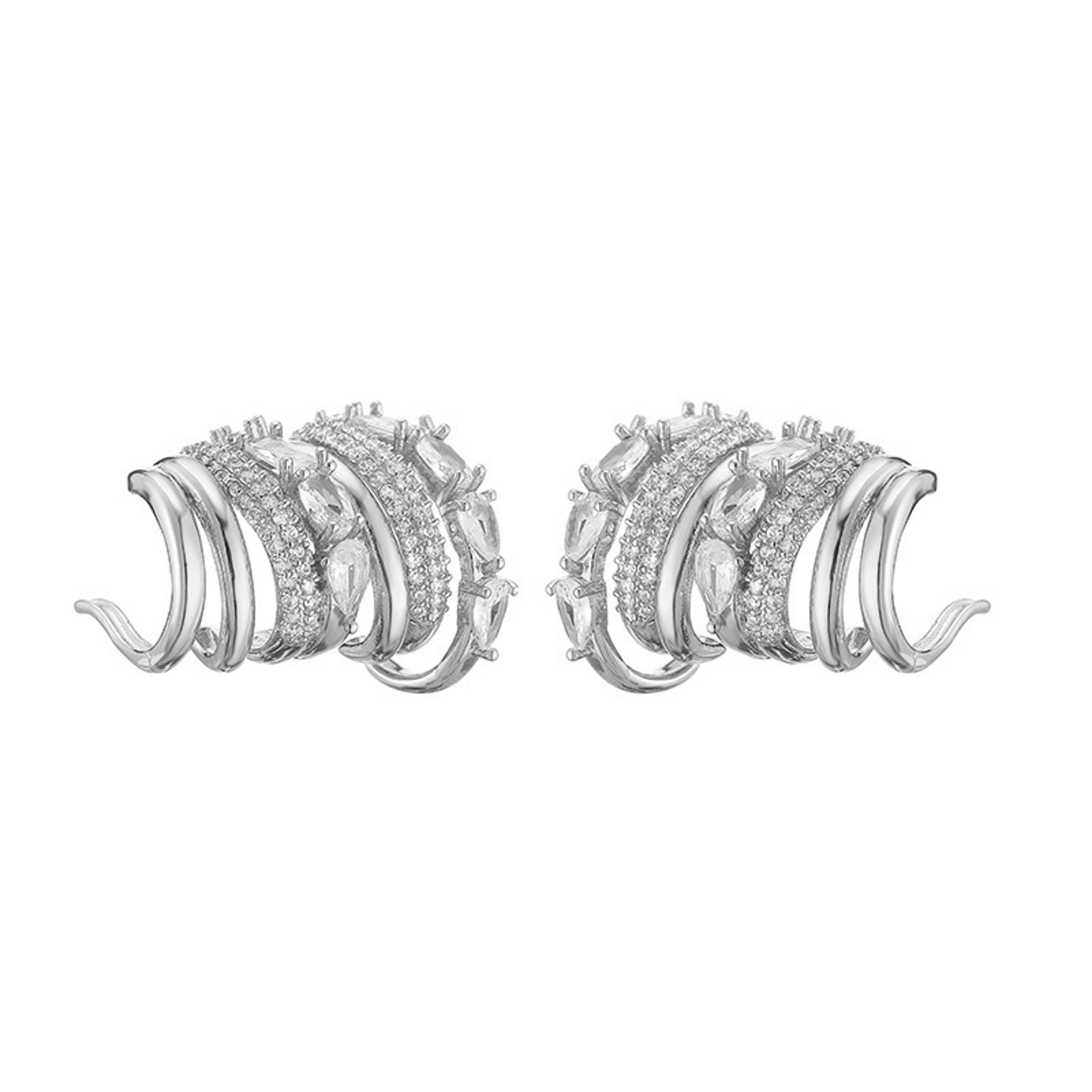 Irregular C Shape Hoop Earrings For Women With Zircon Geometric Design 4