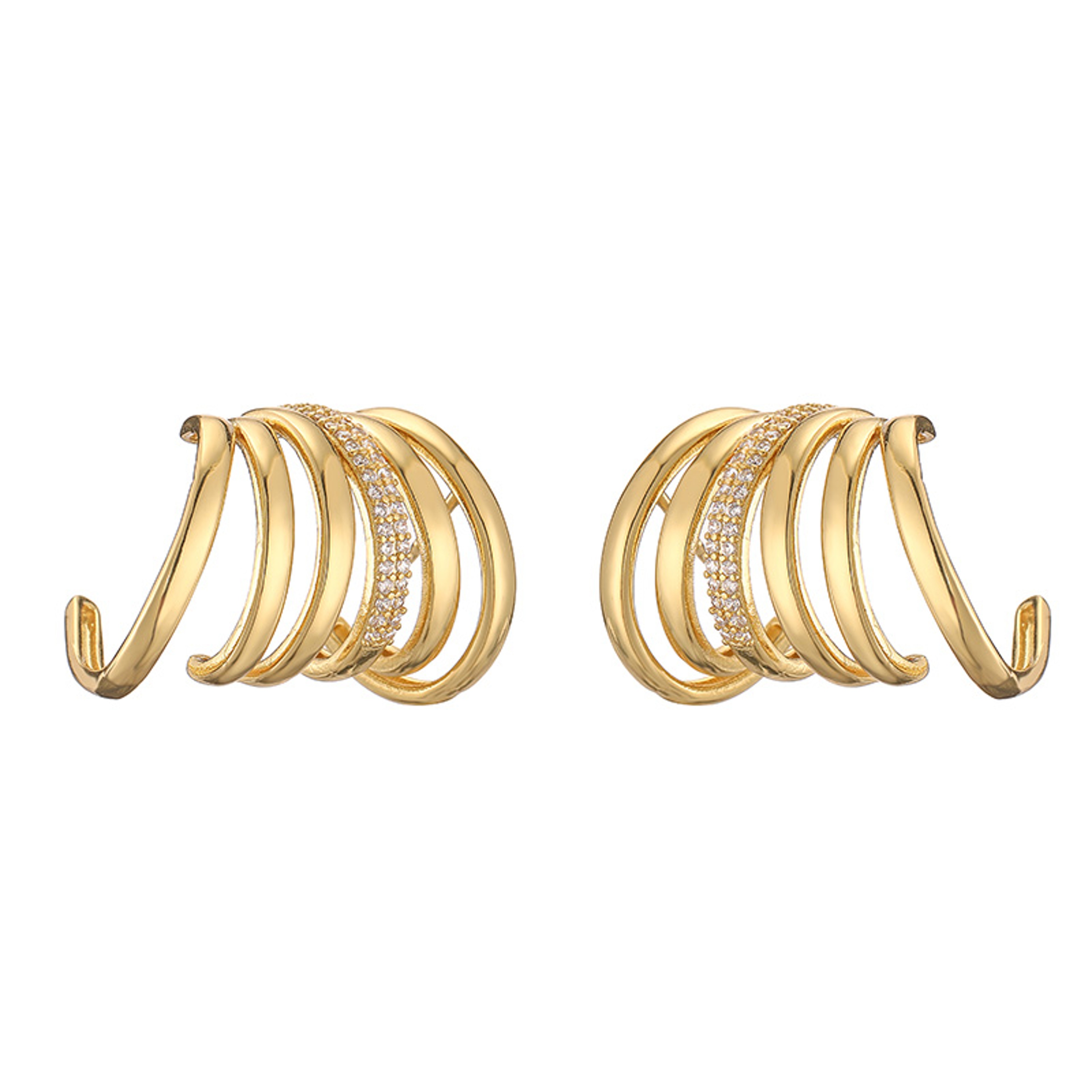 Irregular C Shape Hoop Earrings For Women With Zircon Geometric Design 6
