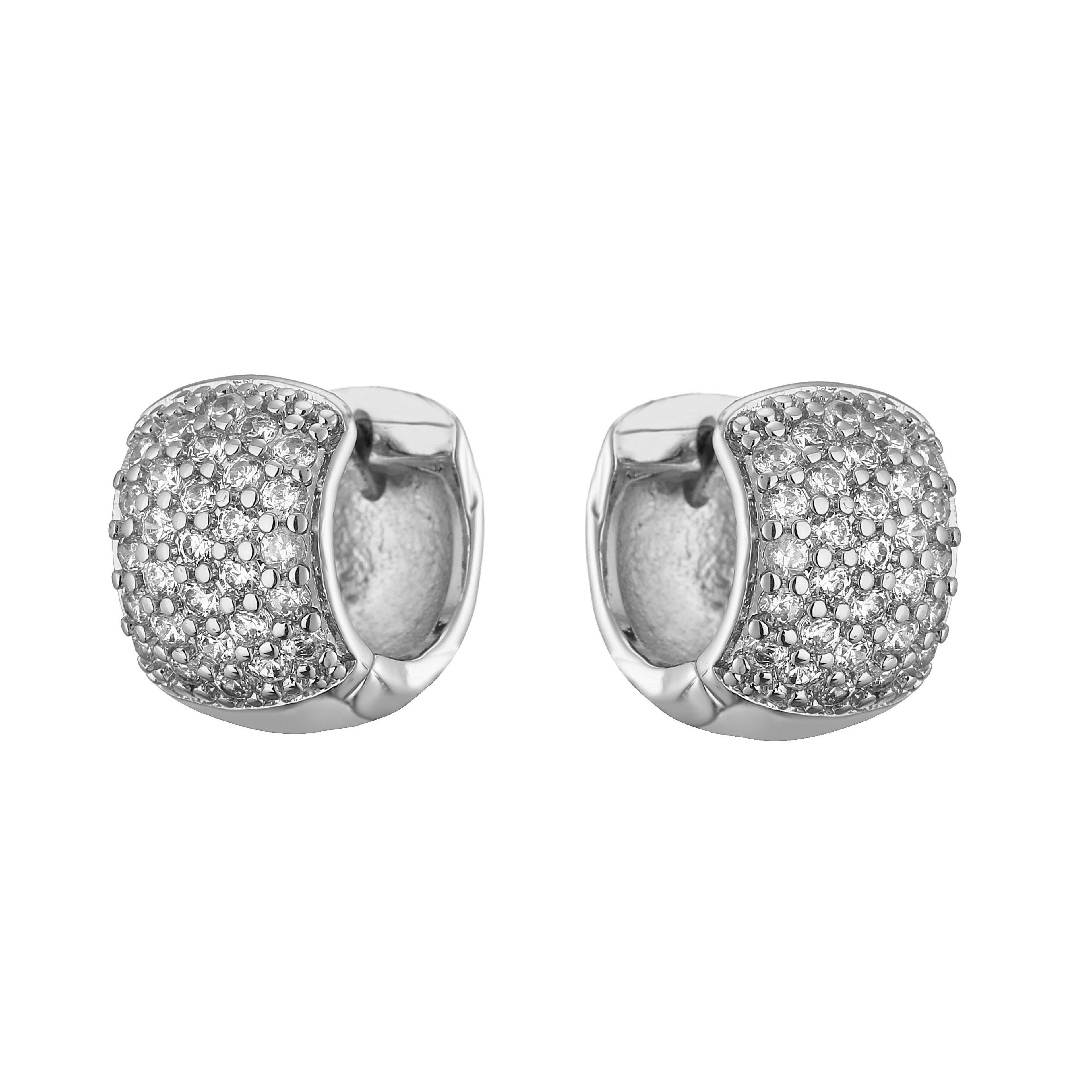 Gold Plated Huggie Earrings With CZ Zircon For Women 8