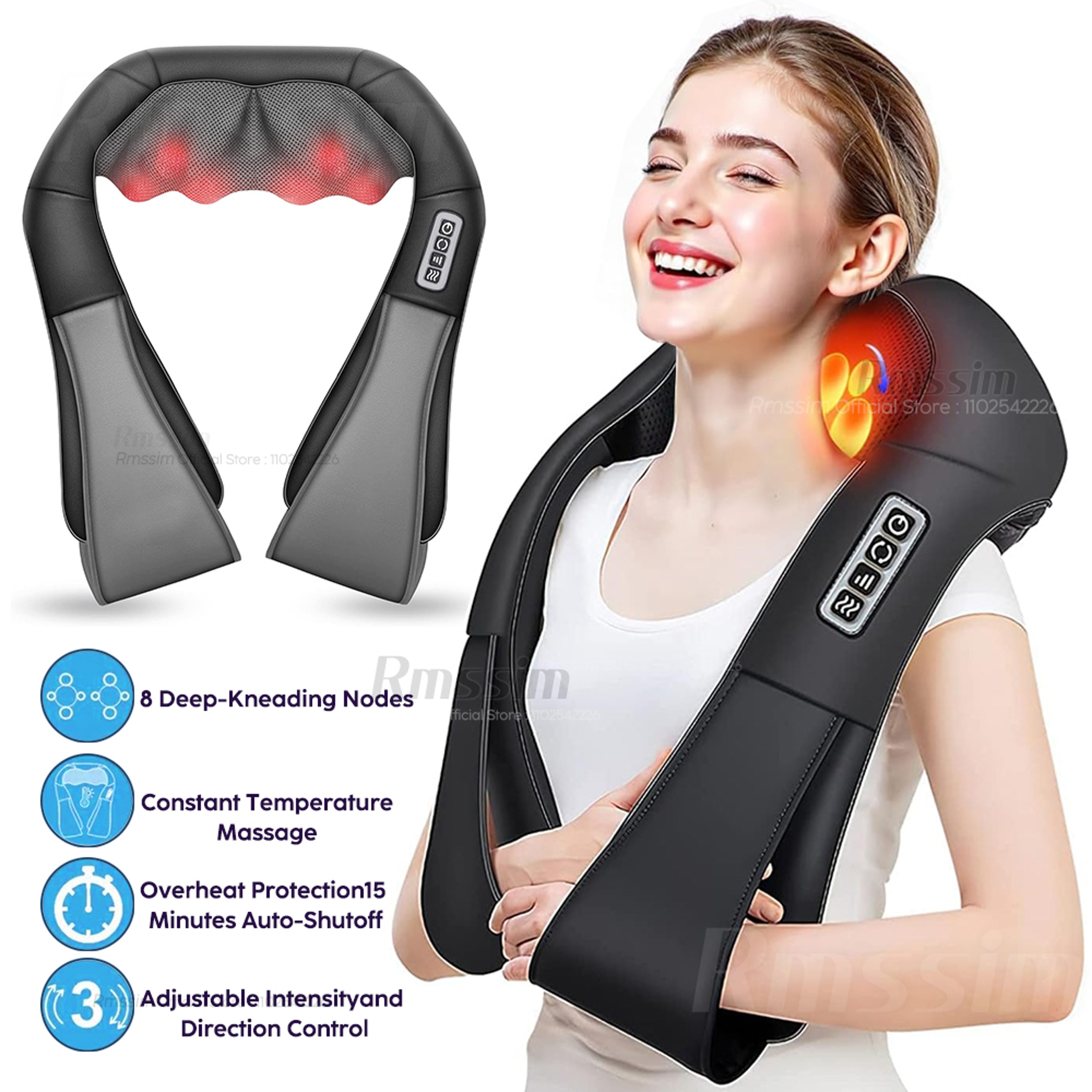 Neck And Shoulder Massager With Heat Deep Kneading Massage Pillow 1
