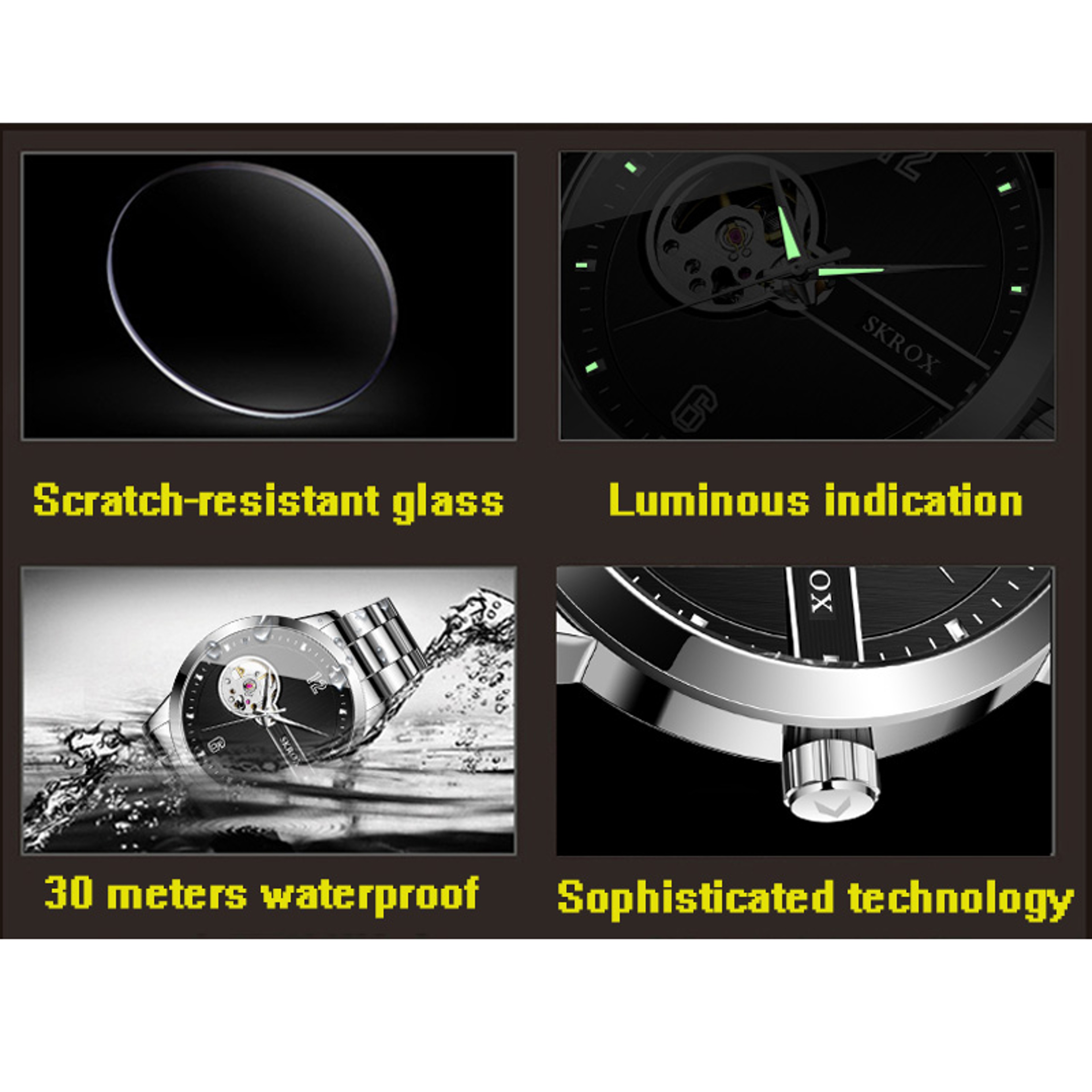 Luxury Skeleton Automatic Watch For Men Stainless Steel Mechanical Timepiece 6