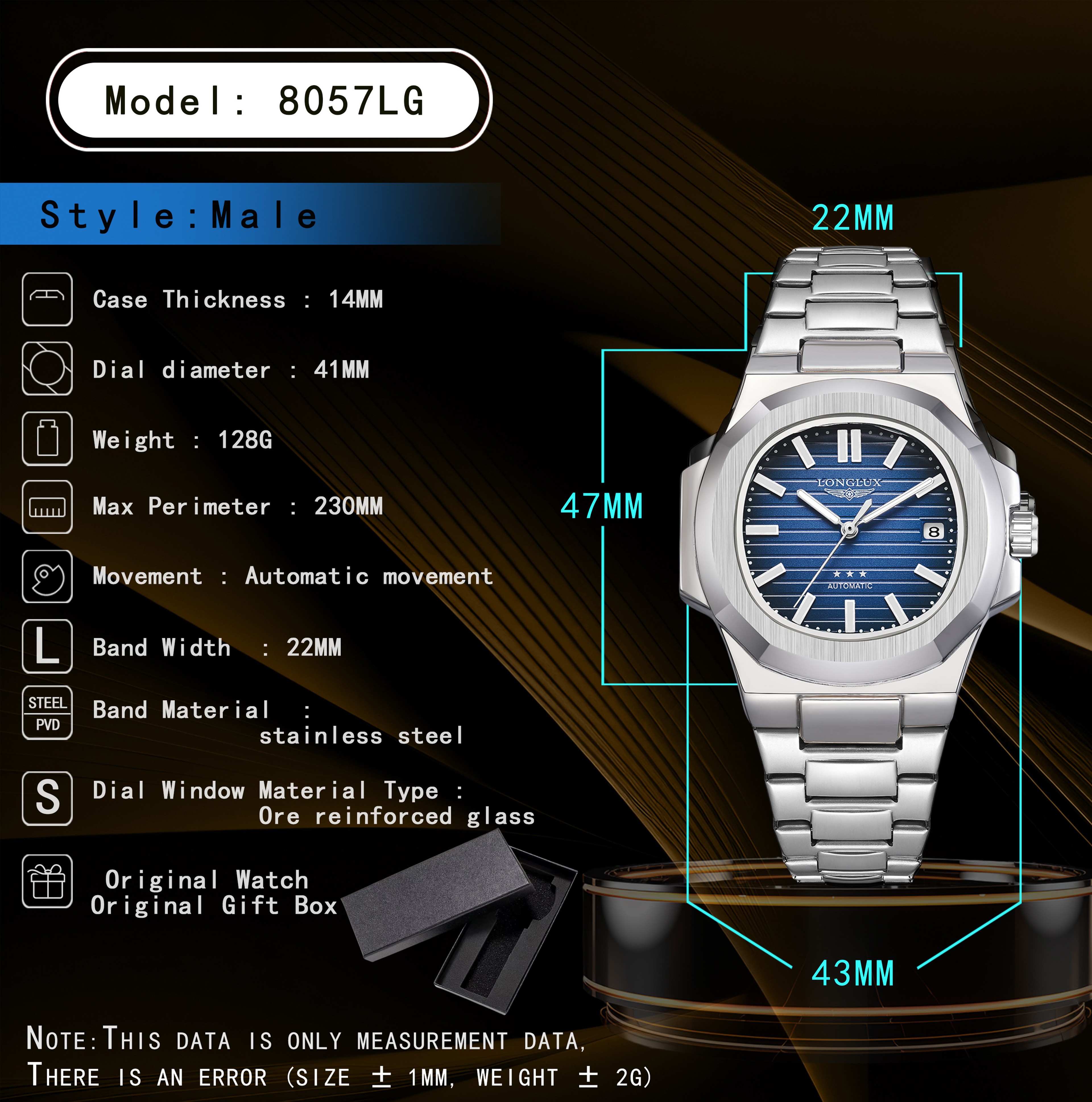 Mens Automatic Mechanical Watch Stainless Steel Luminous Date Business Watch 3