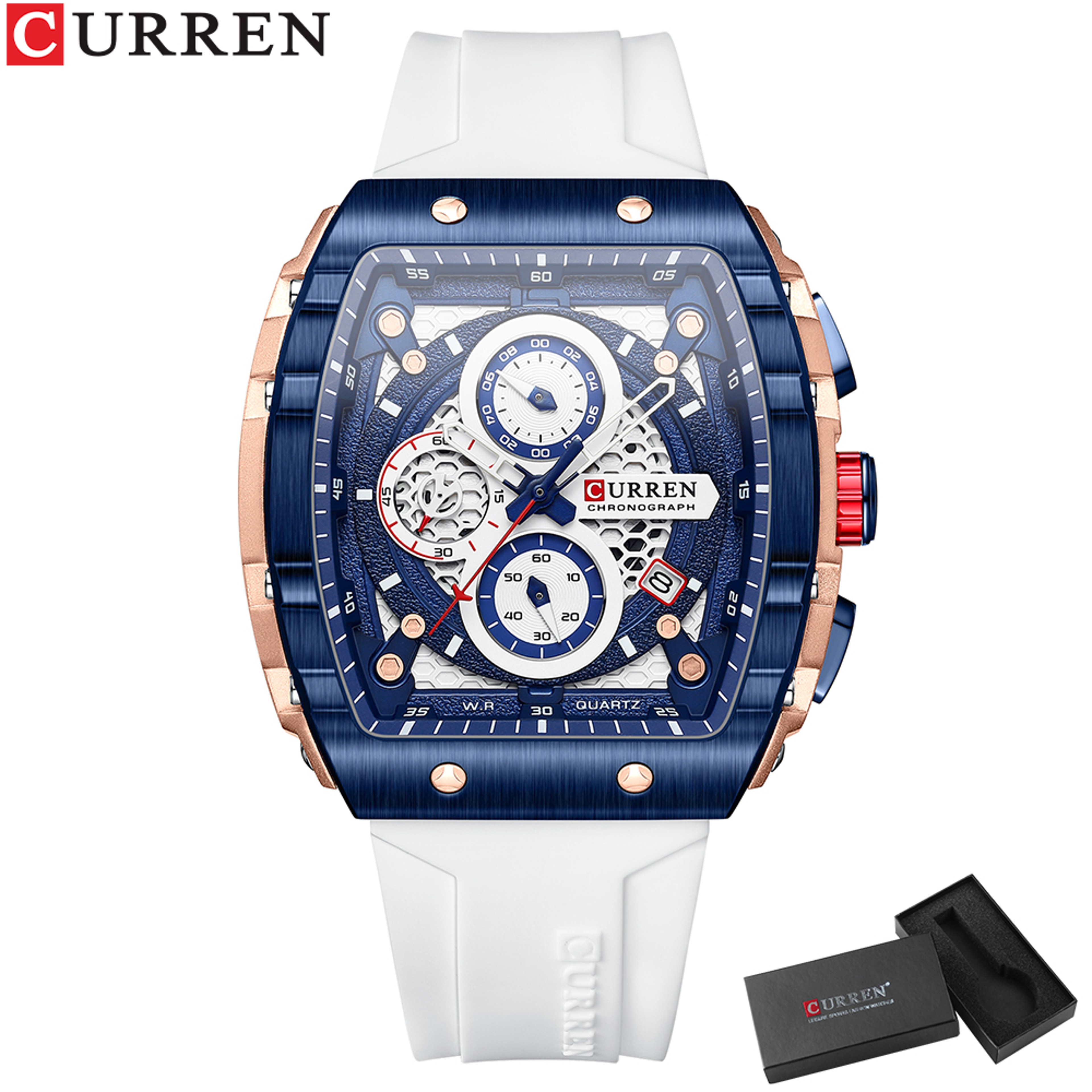Luxury Square Chronograph Watch For Men Waterproof Luminous Quartz Date Watch 7