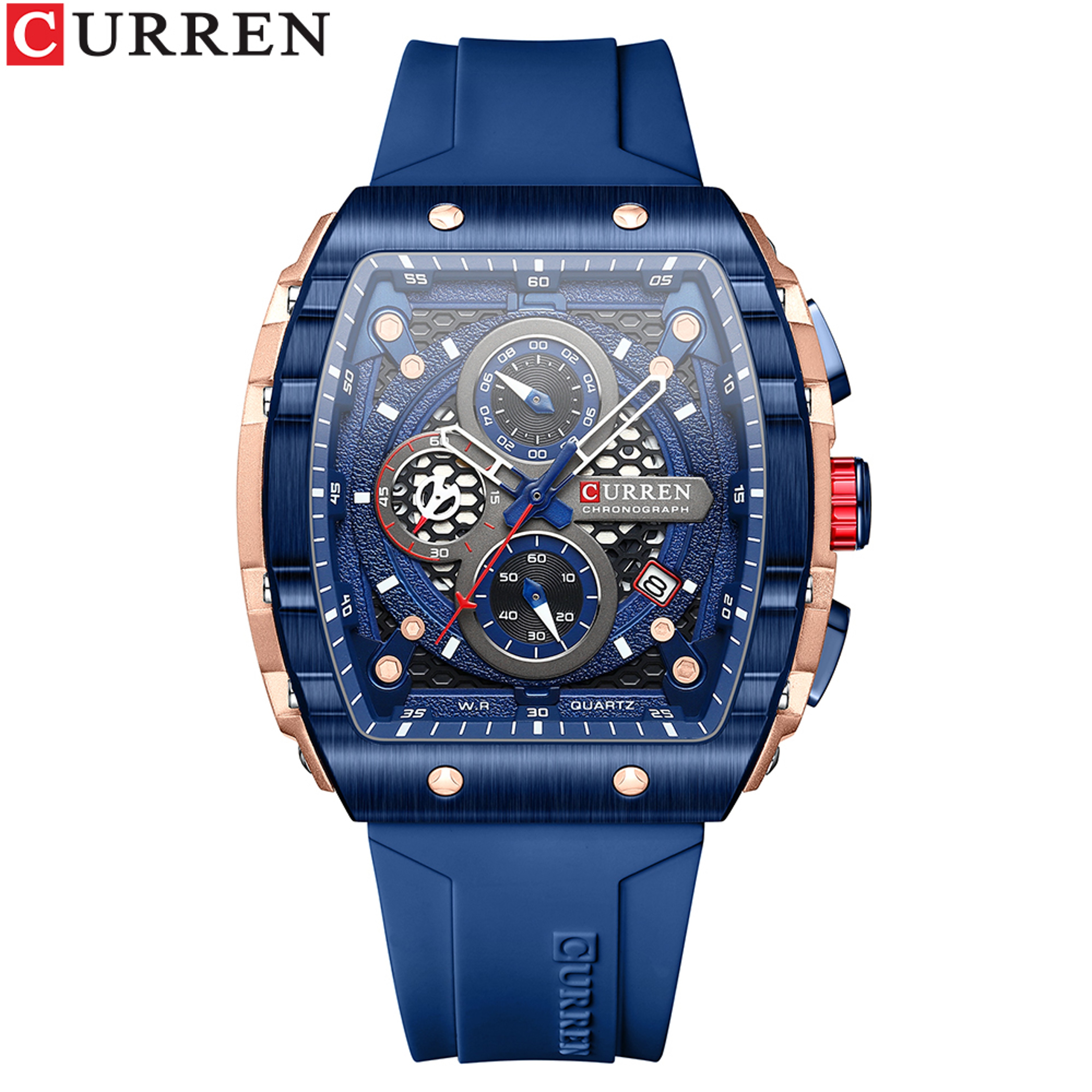 Luxury Square Chronograph Watch For Men Waterproof Luminous Quartz Date Watch 12