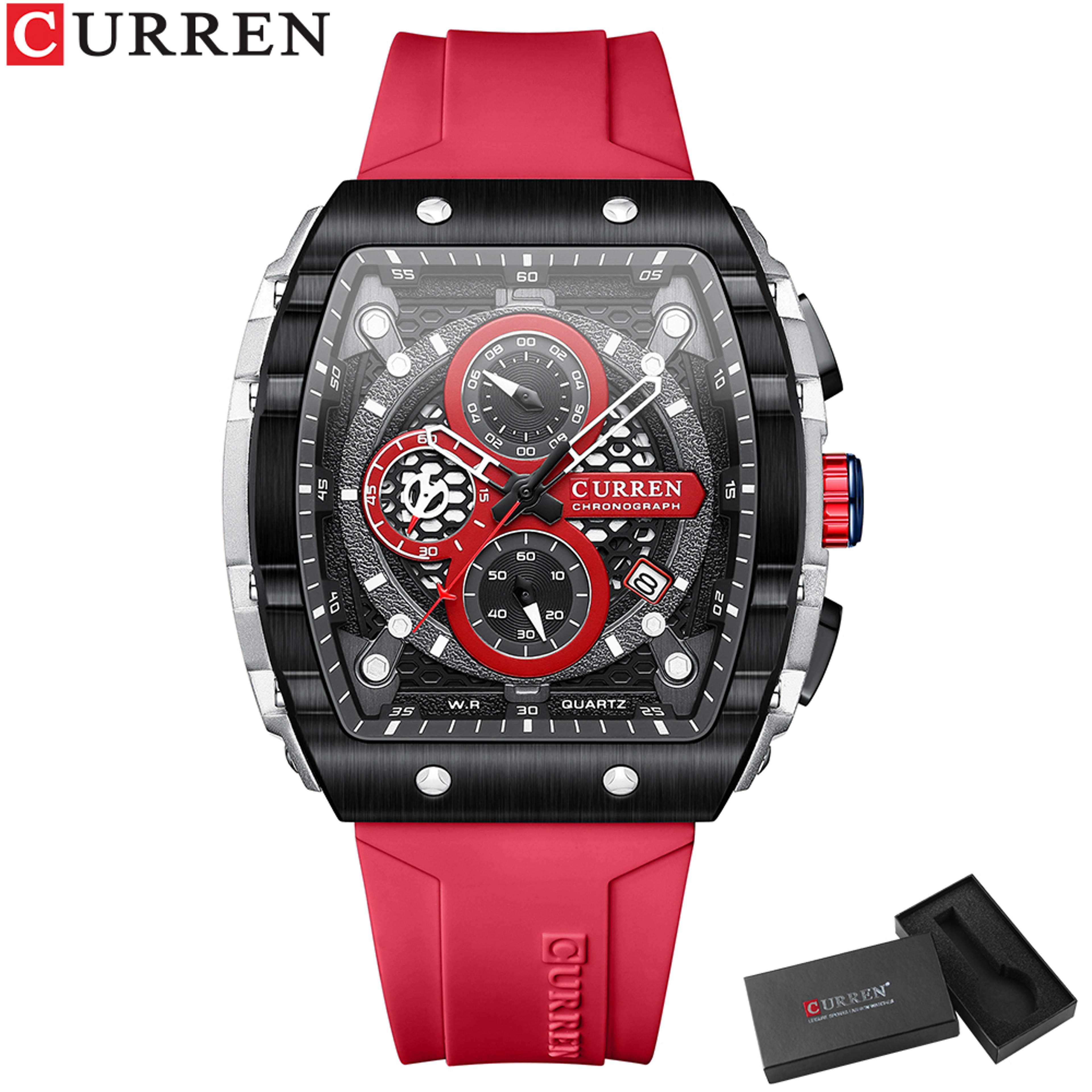 Luxury Square Chronograph Watch For Men Waterproof Luminous Quartz Date Watch 16