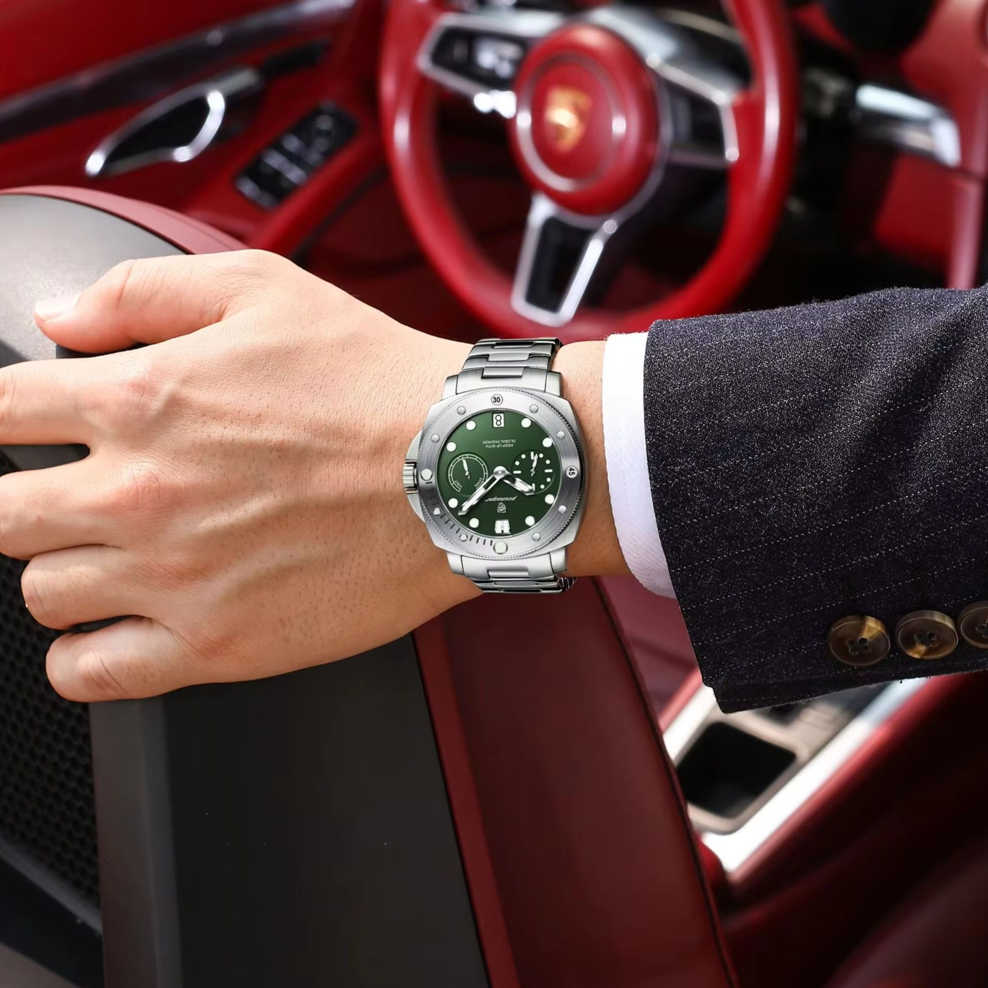 Luxury Mens Quartz Watch With Luminous Display Date And Stainless Steel Bracelet 5