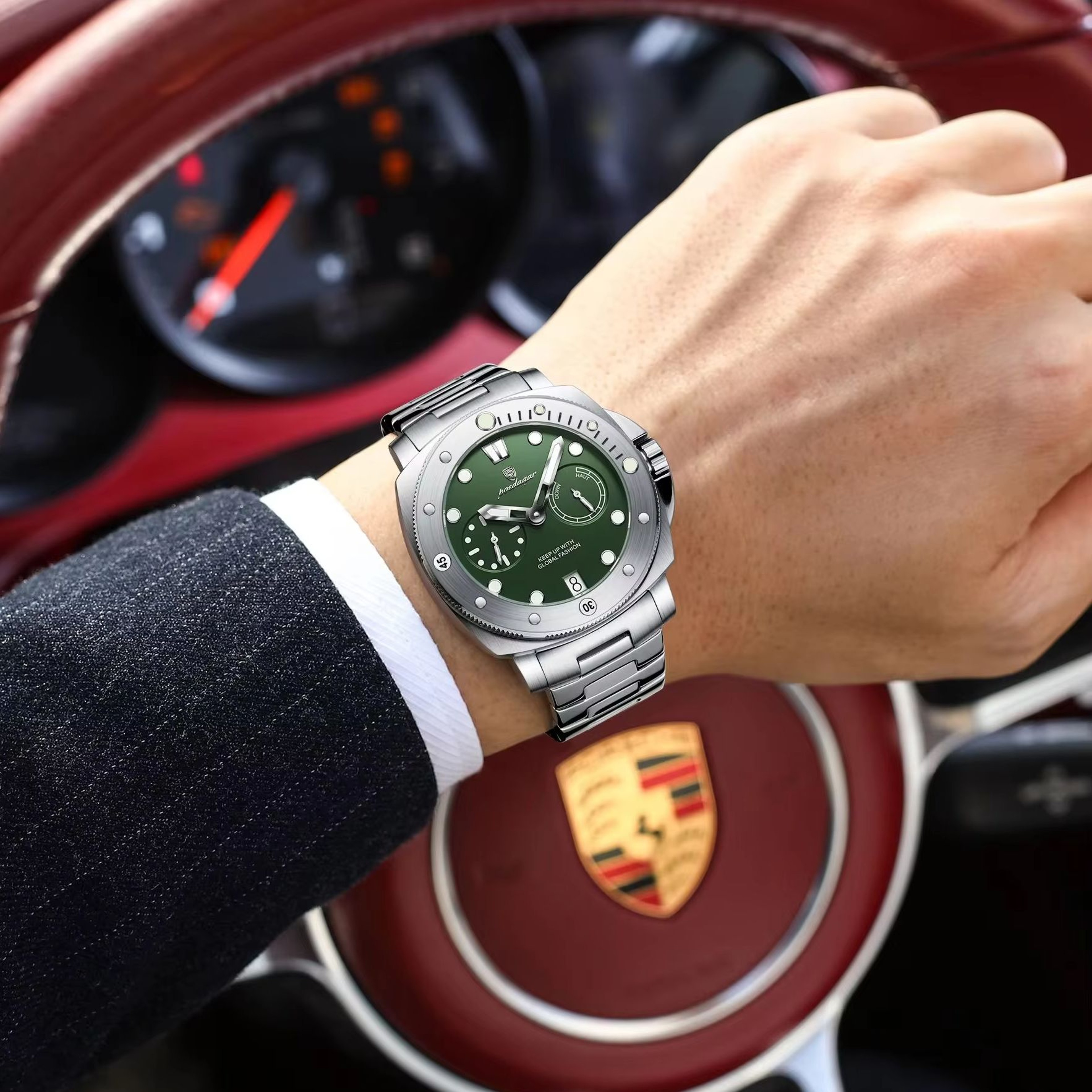 Luxury Mens Quartz Watch With Luminous Display Date And Stainless Steel Bracelet 1