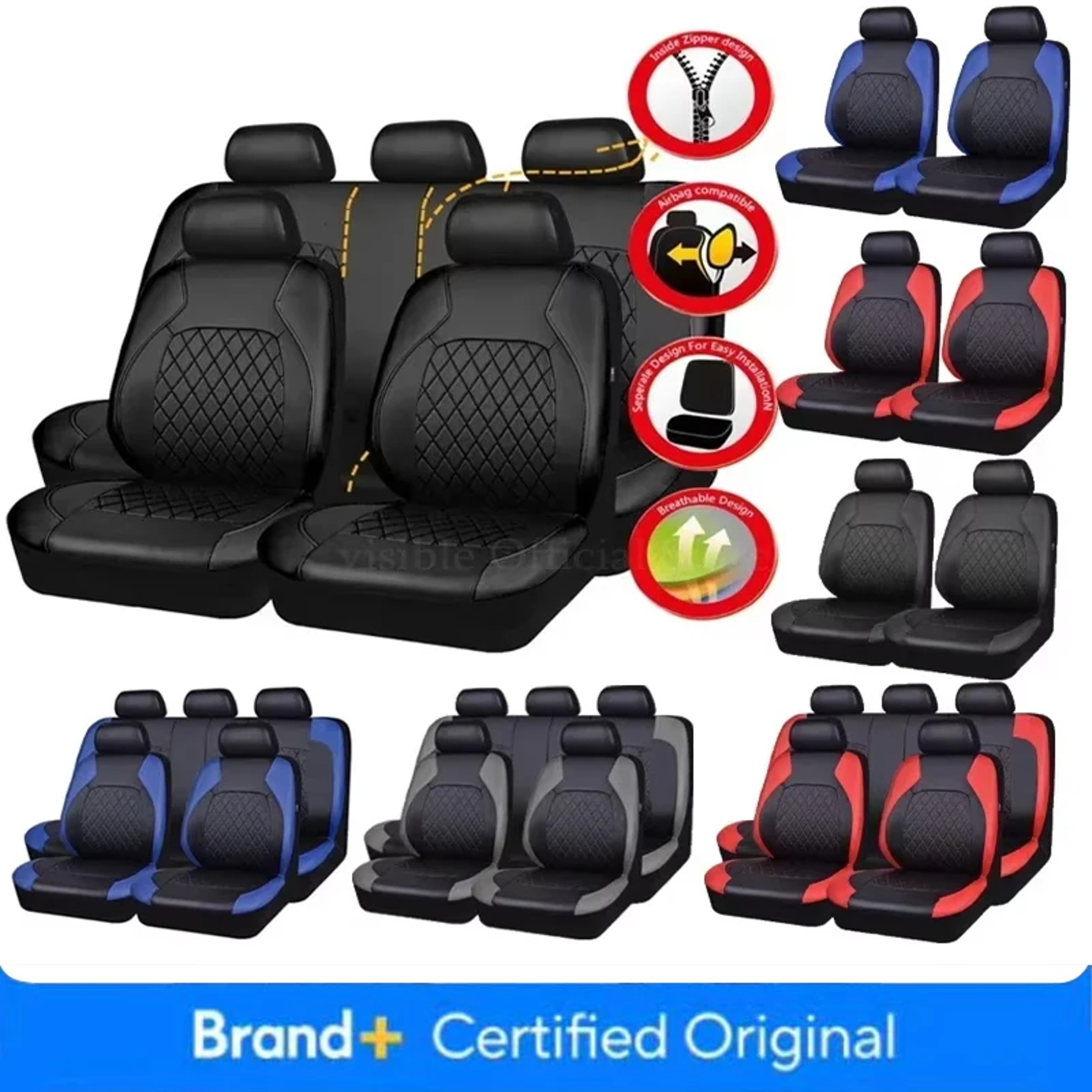Universal PVC Car Seat Covers Sport Style Seat Protectors 5