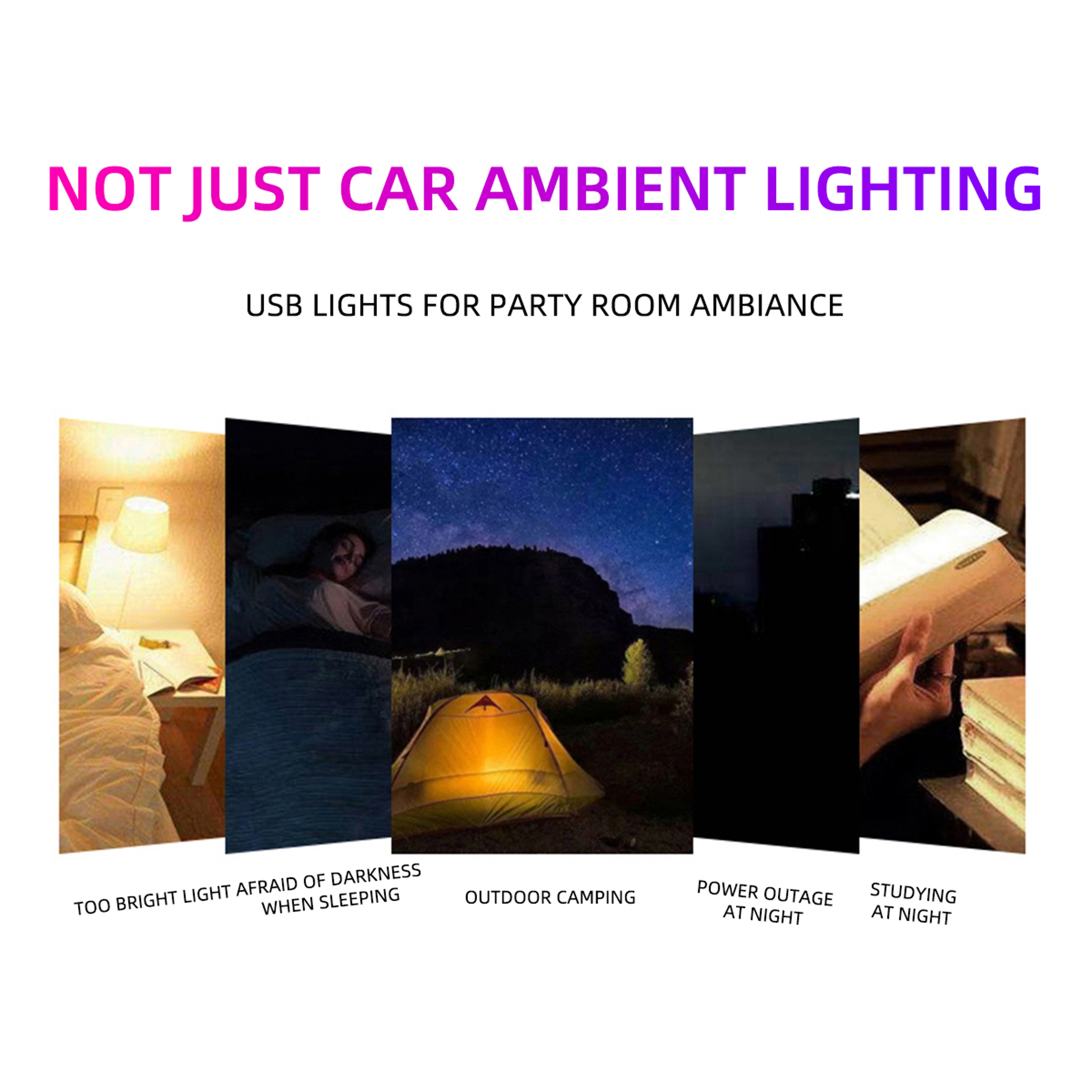 Mini USB LED Car Ambient Light Plug And Play Interior Atmosphere Lamp 6