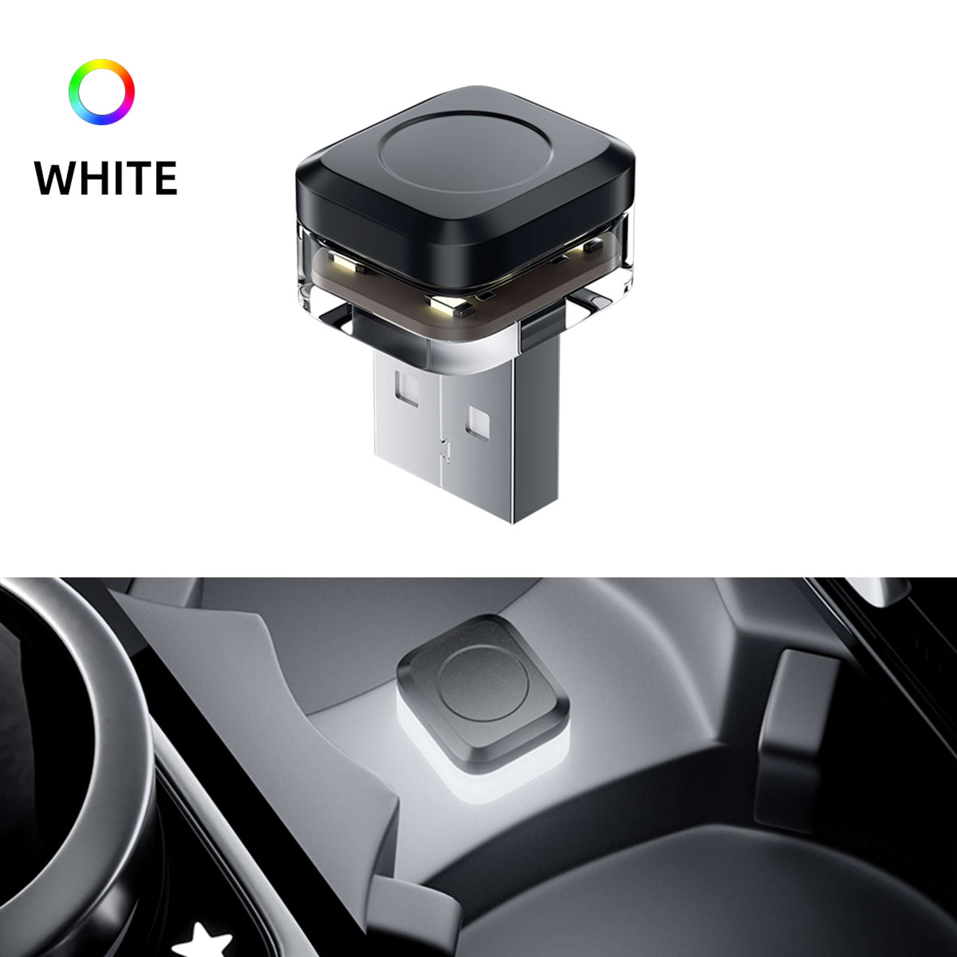 Mini USB LED Car Ambient Light Plug And Play Interior Atmosphere Lamp 8