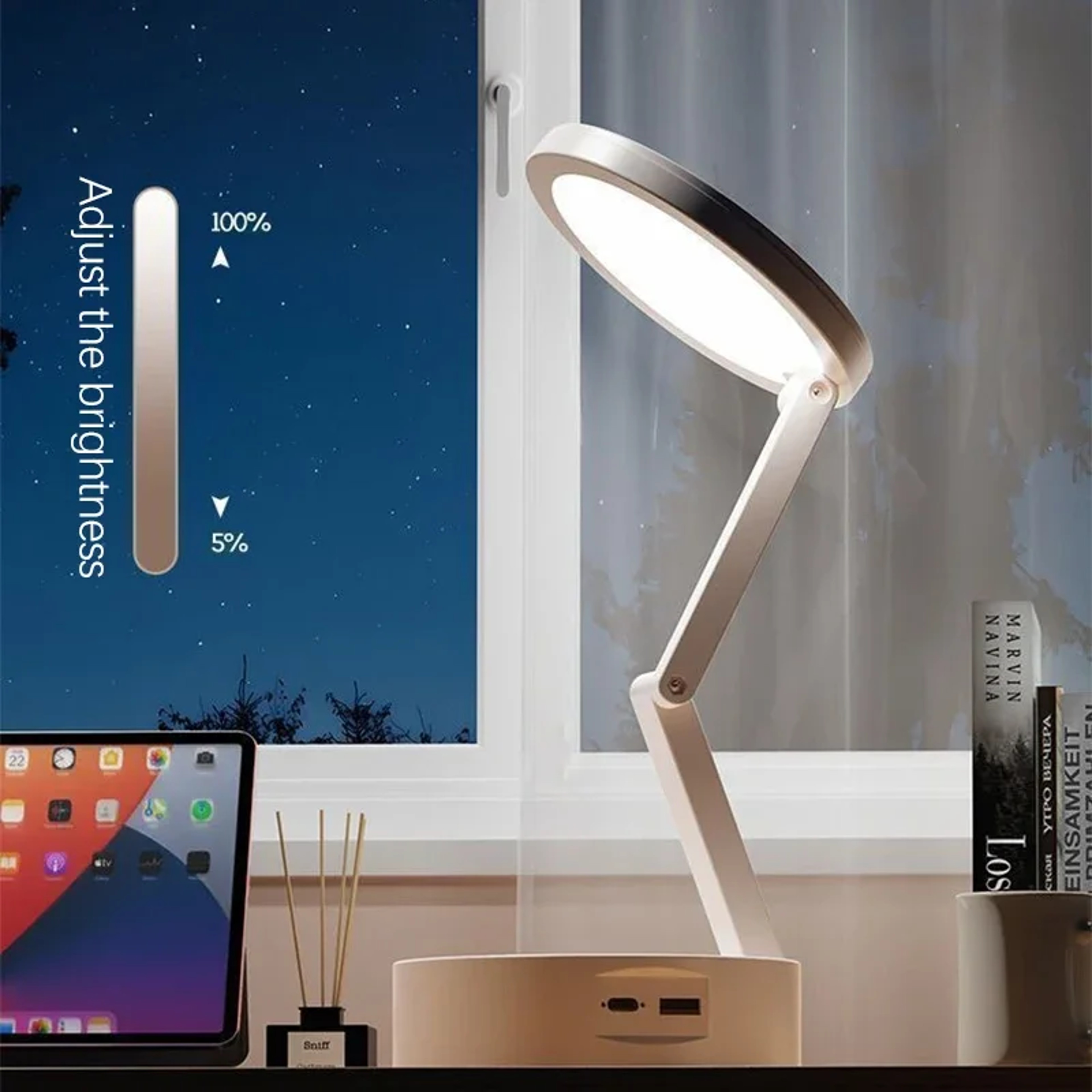 FoldLite Rechargeable LED Desk Lamp Portable Foldable USB Reading Light 3