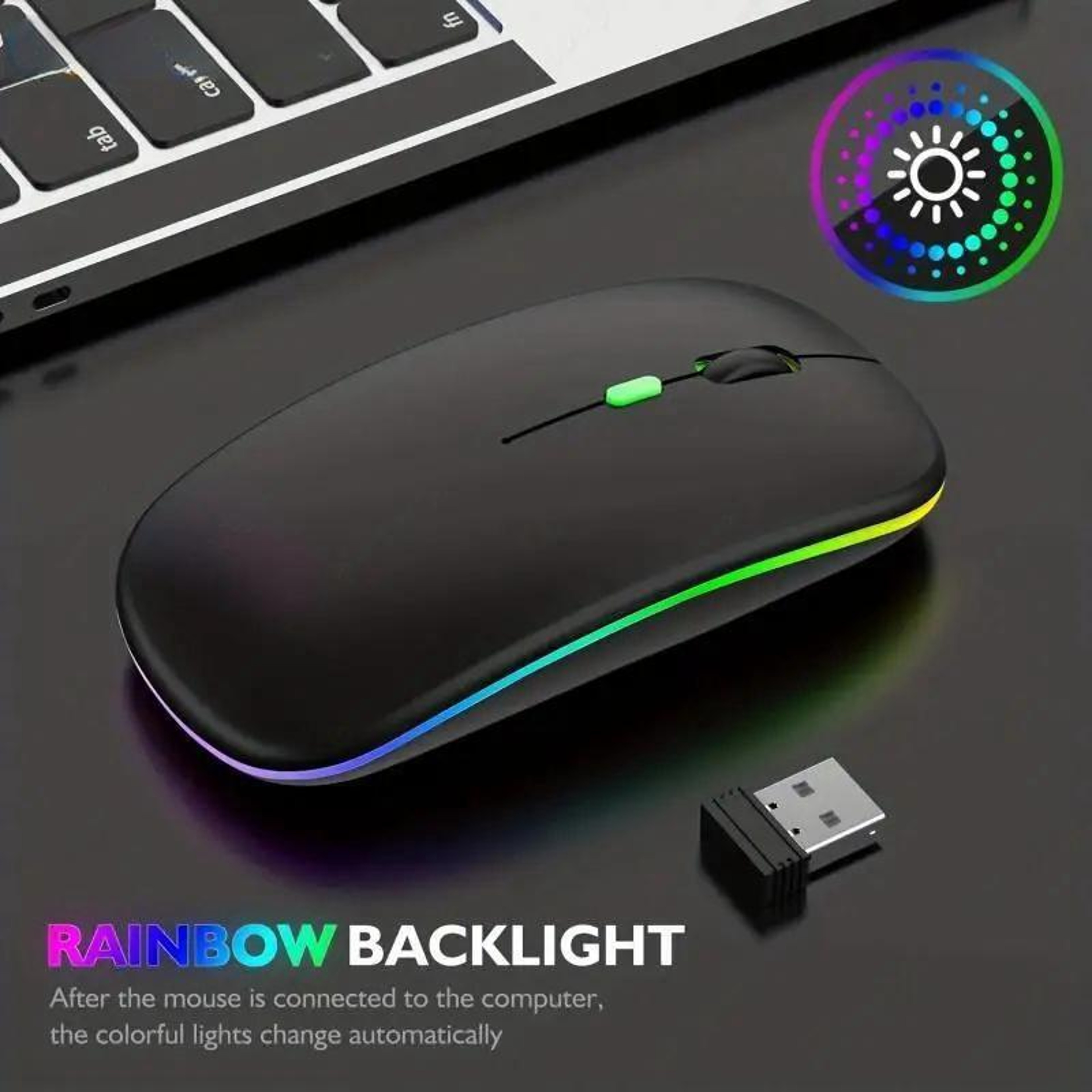 Wireless Mouse Gaming Mouse Backlight USB Compatible RGB Rechargeable Mice Silent Backlit Ergonomic Gaming Mouse for Laptop PC – view 5