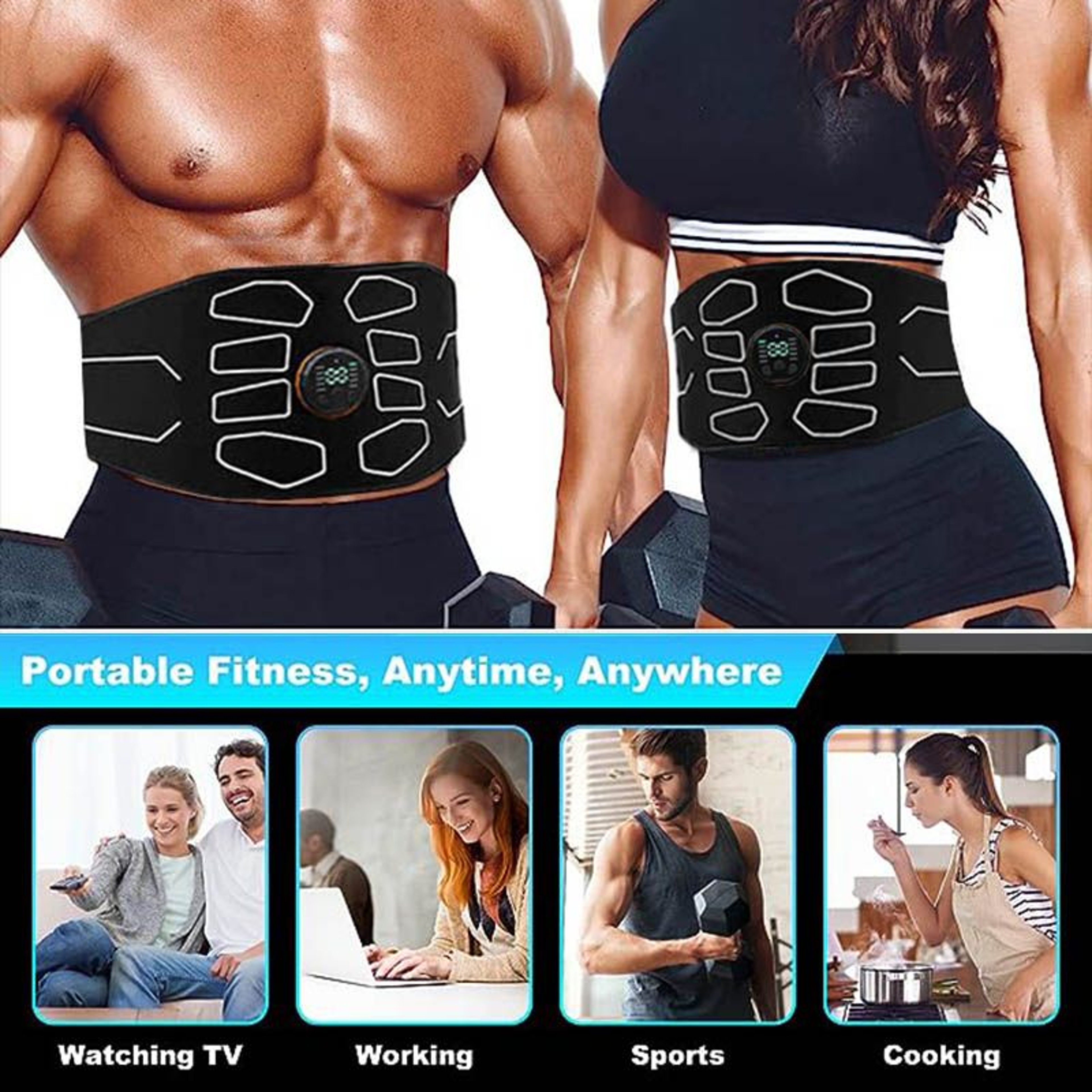 Muscle Toner Abdominal Waist Belt Fitness Massager for Core Training  Fat Burn